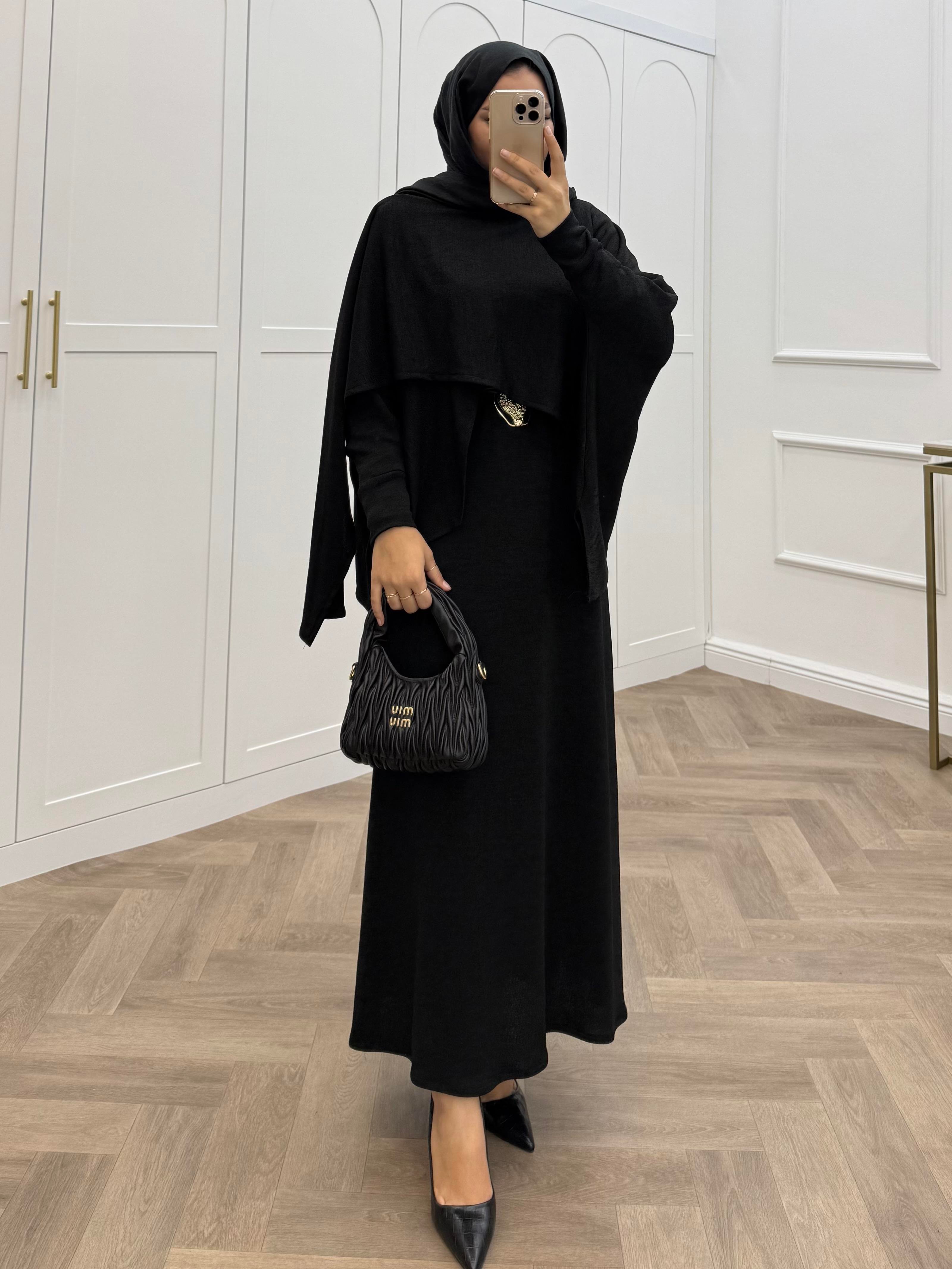 PANÇO DETAY TRİKO ELBİSE SİYAH