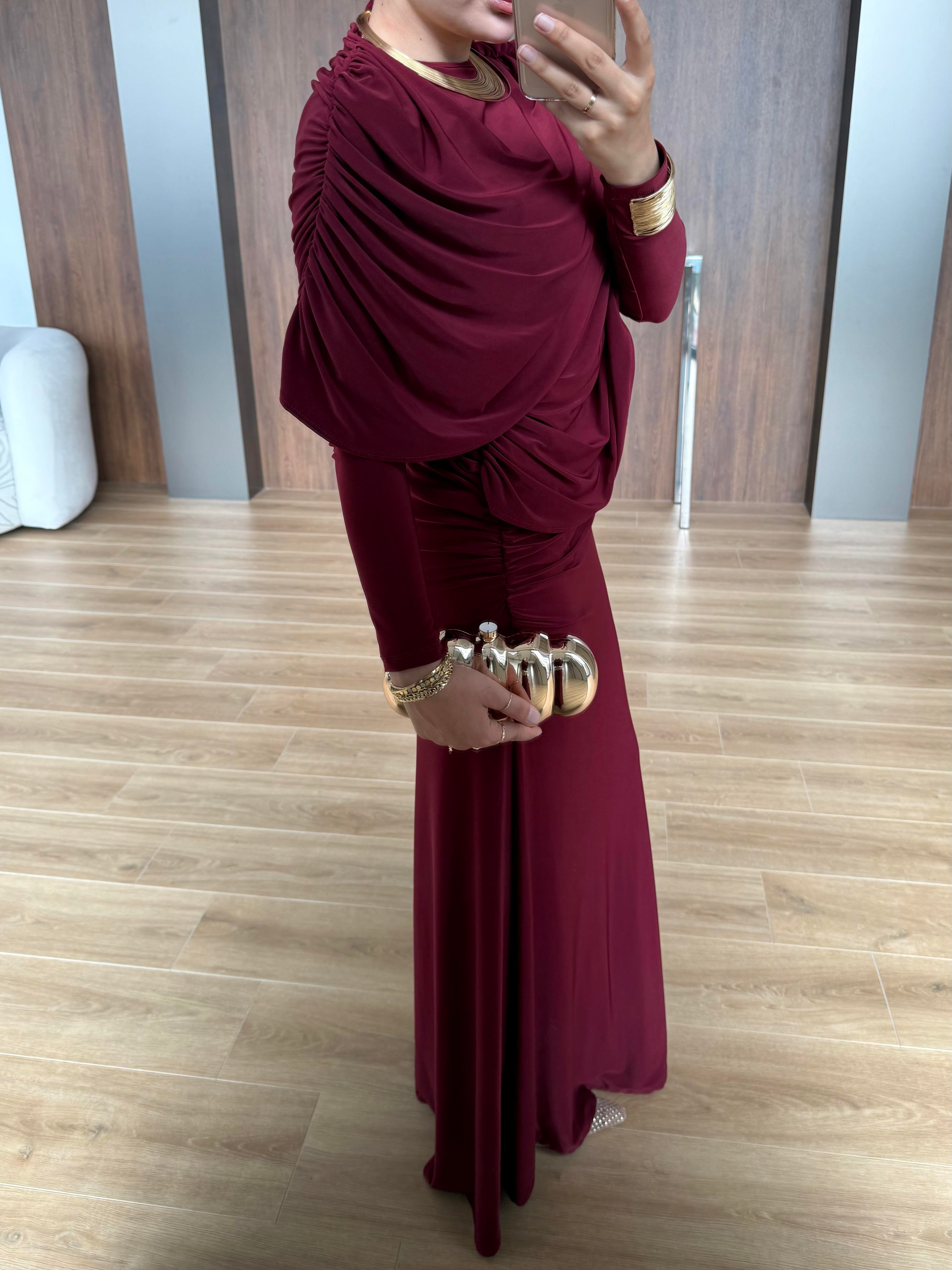 PANÇO SANDY ELBİSE BORDO