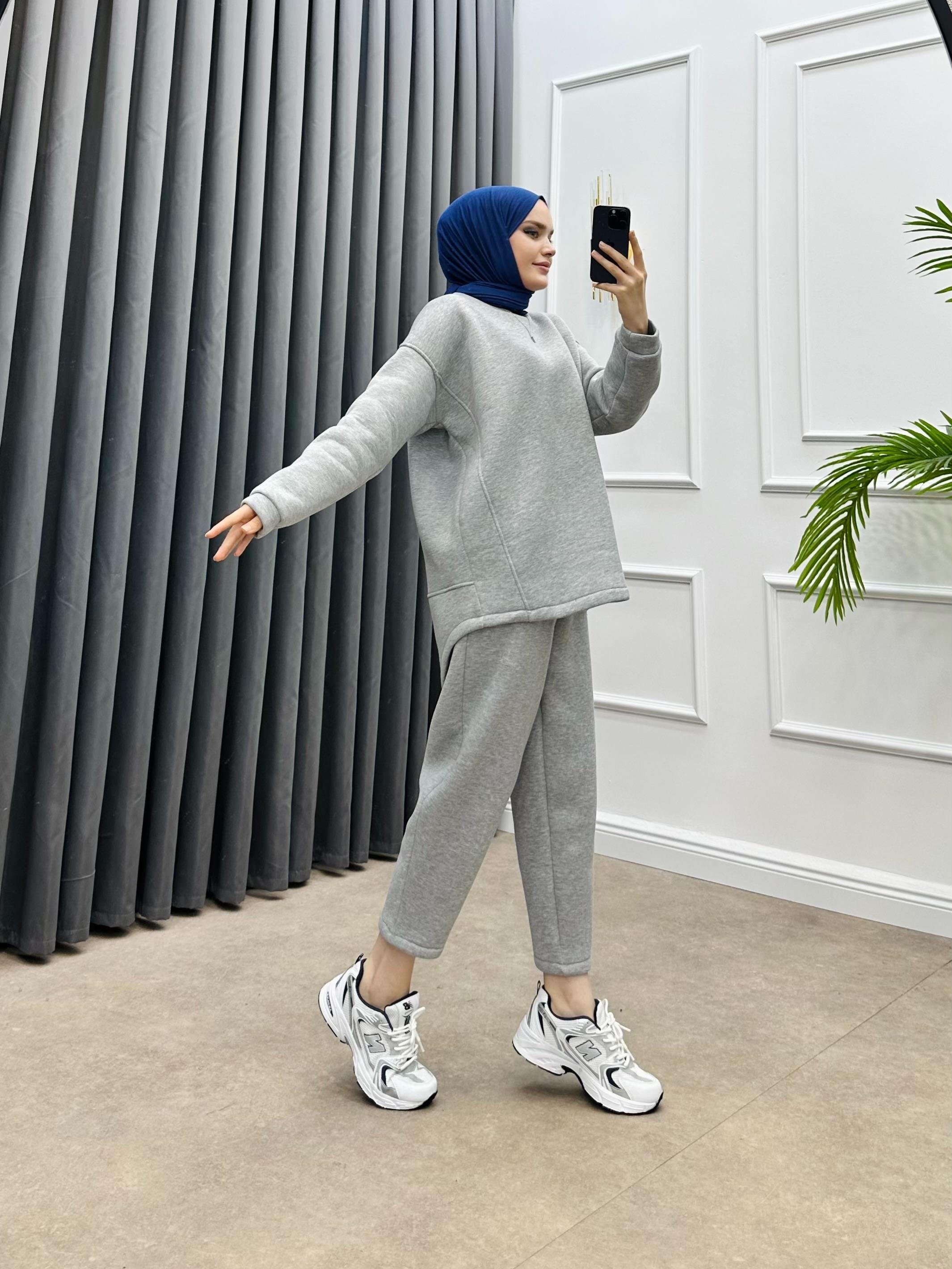 PANTOLONLU BASİC İKİLİ TAKIM AÇIK GRİ