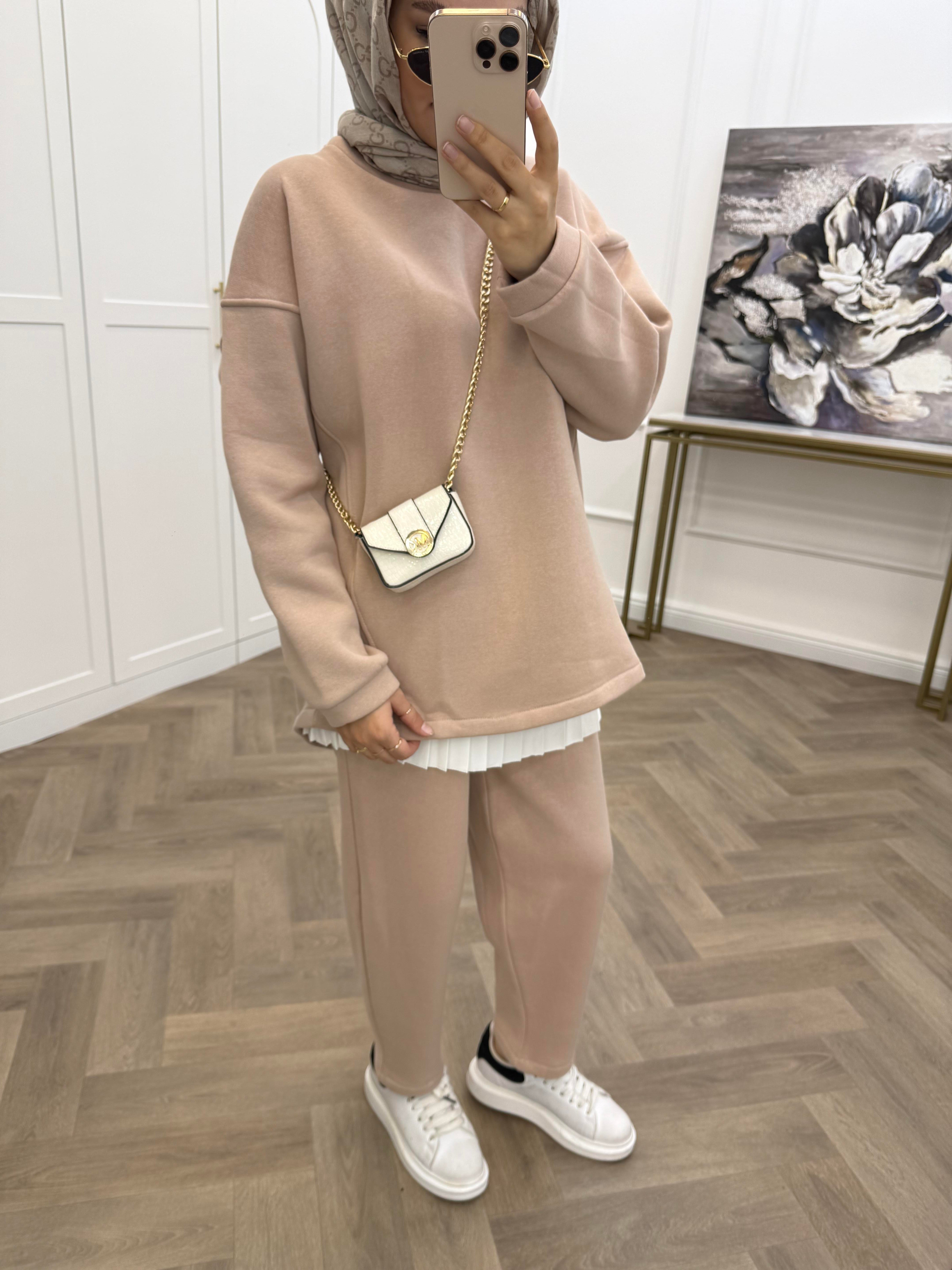 PANTOLONLU BASİC İKİLİ TAKIM BEJ