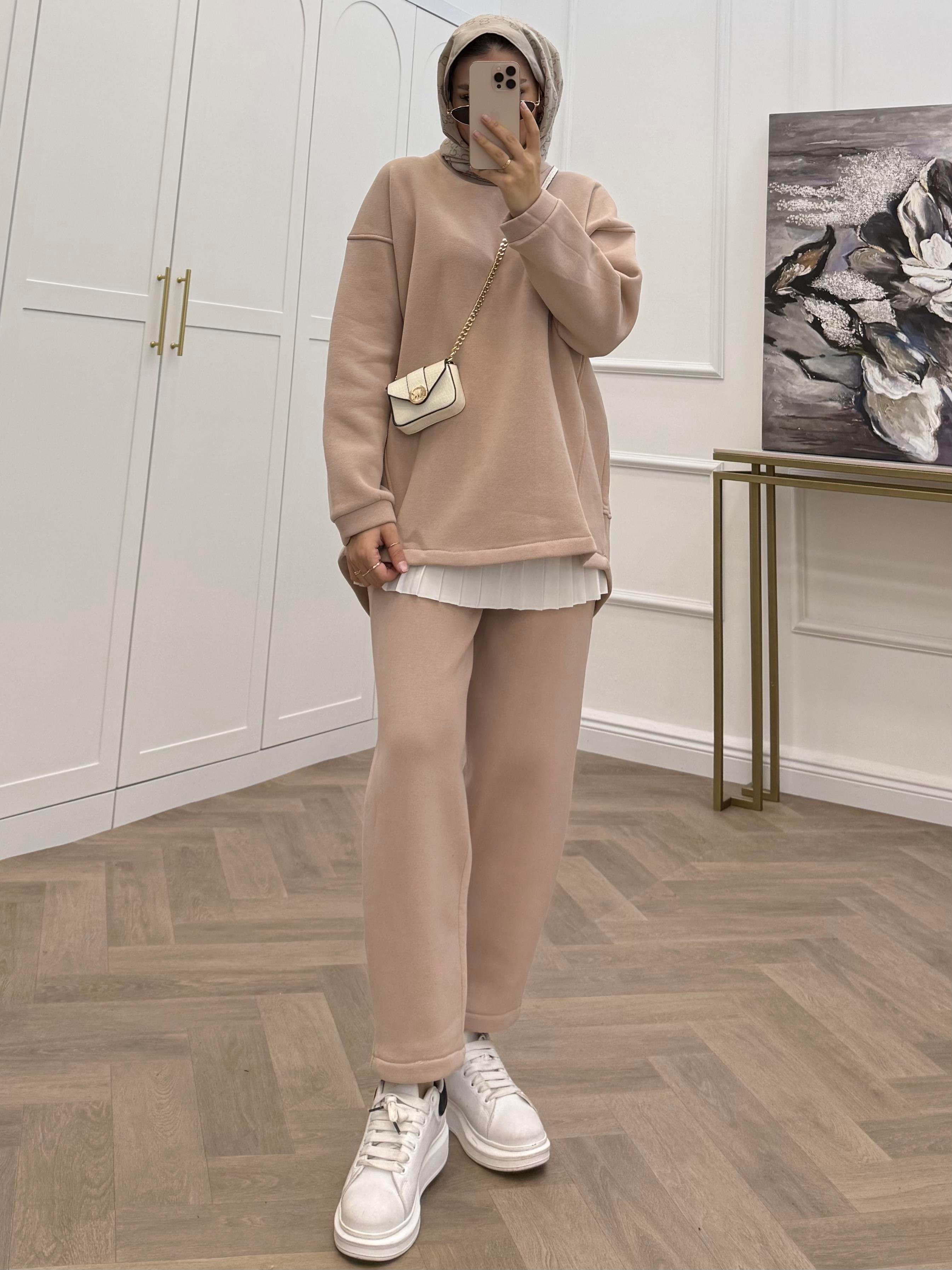 PANTOLONLU BASİC İKİLİ TAKIM BEJ