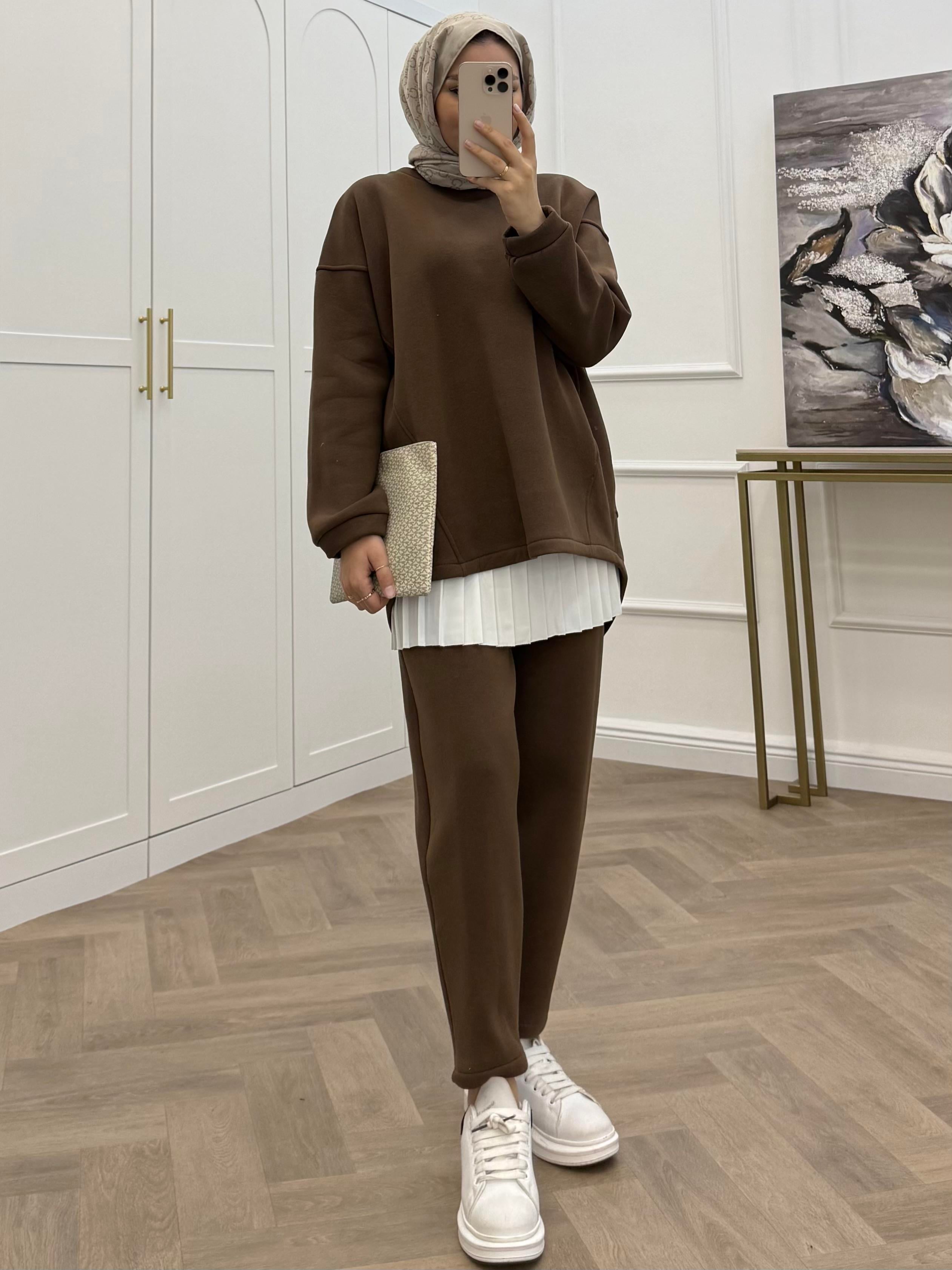 PANTOLONLU BASİC İKİLİ TAKIM KAHVE