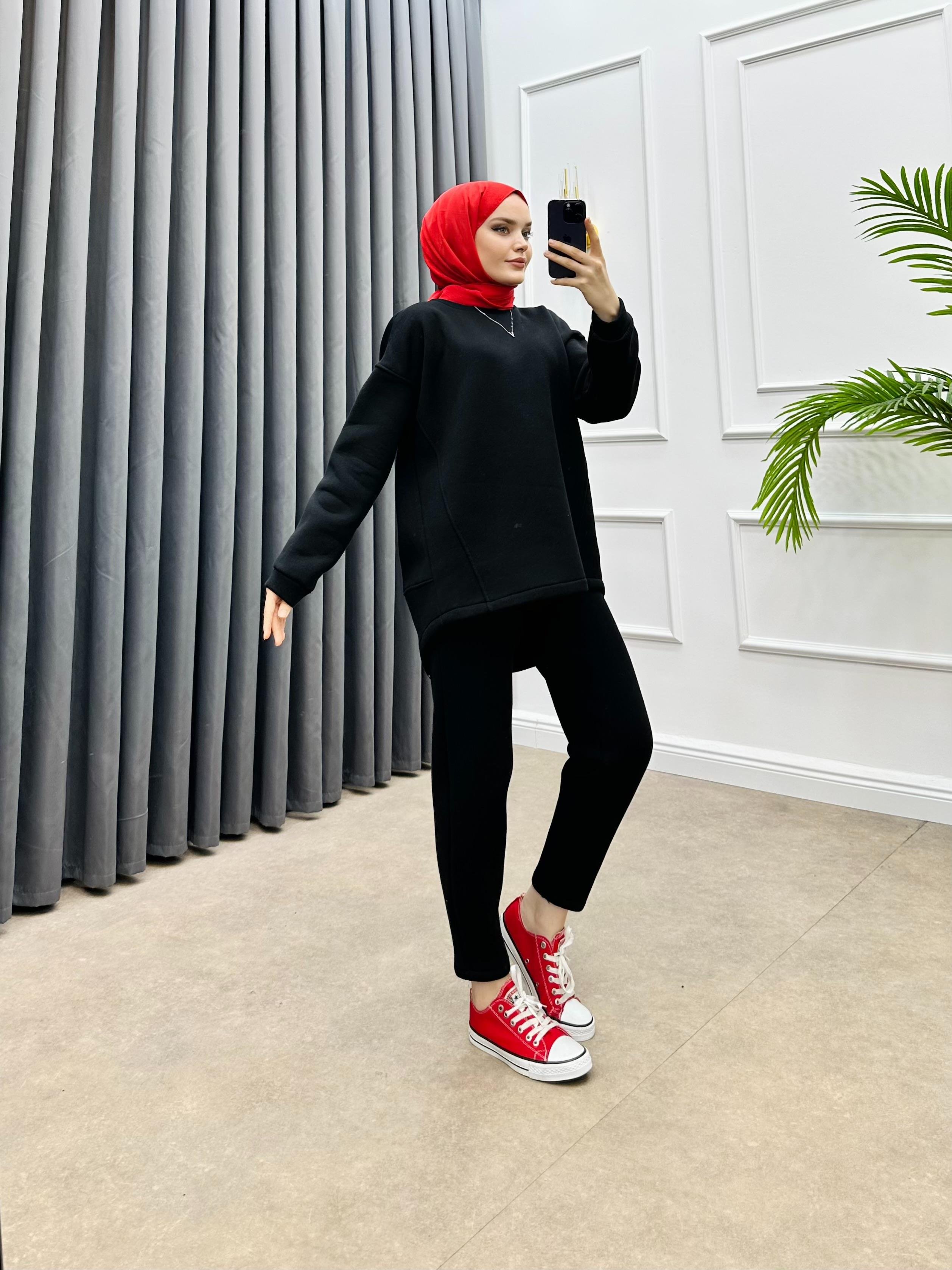 PANTOLONLU BASİC İKİLİ TAKIM SİYAH