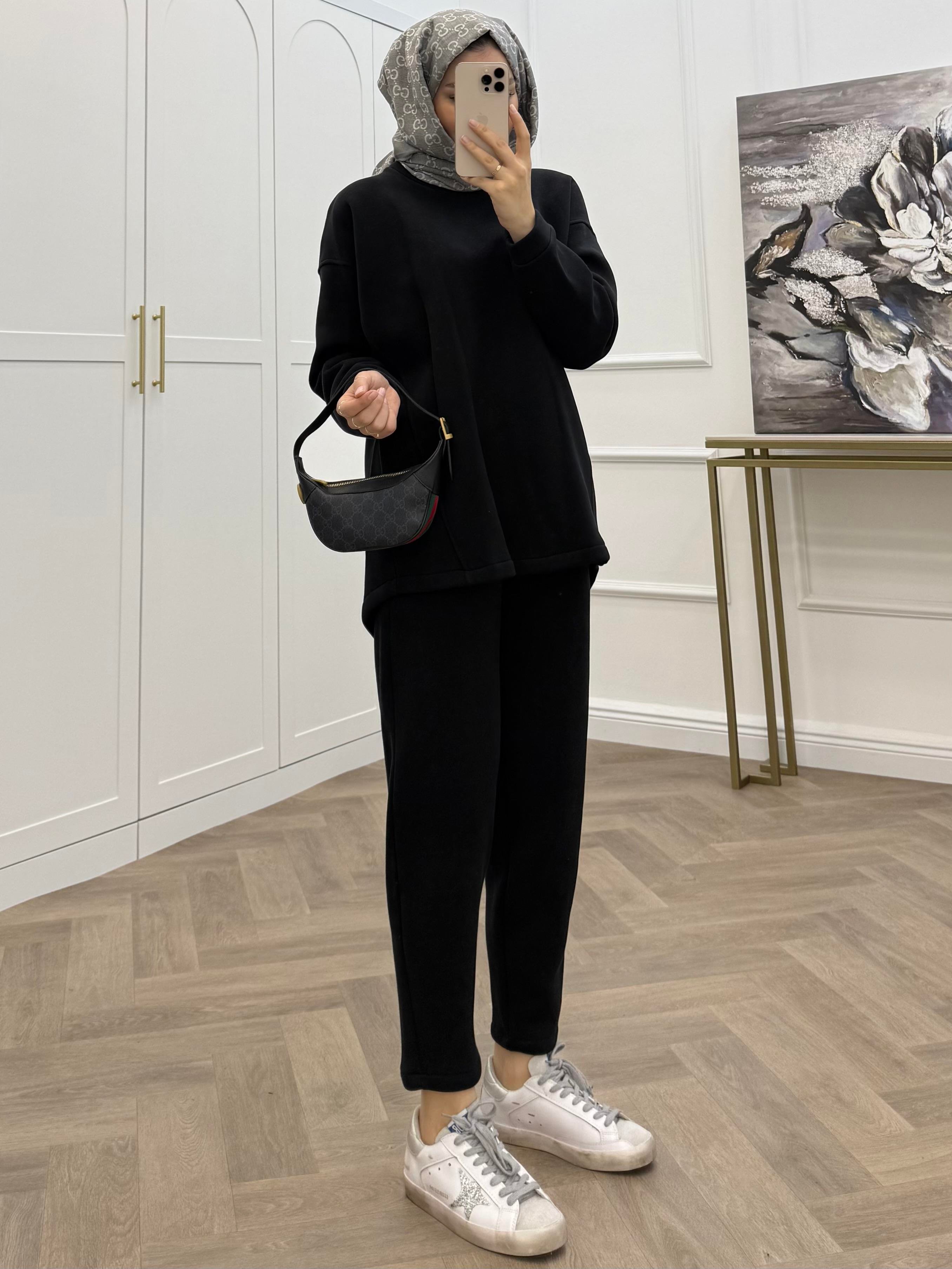 PANTOLONLU BASİC İKİLİ TAKIM SİYAH