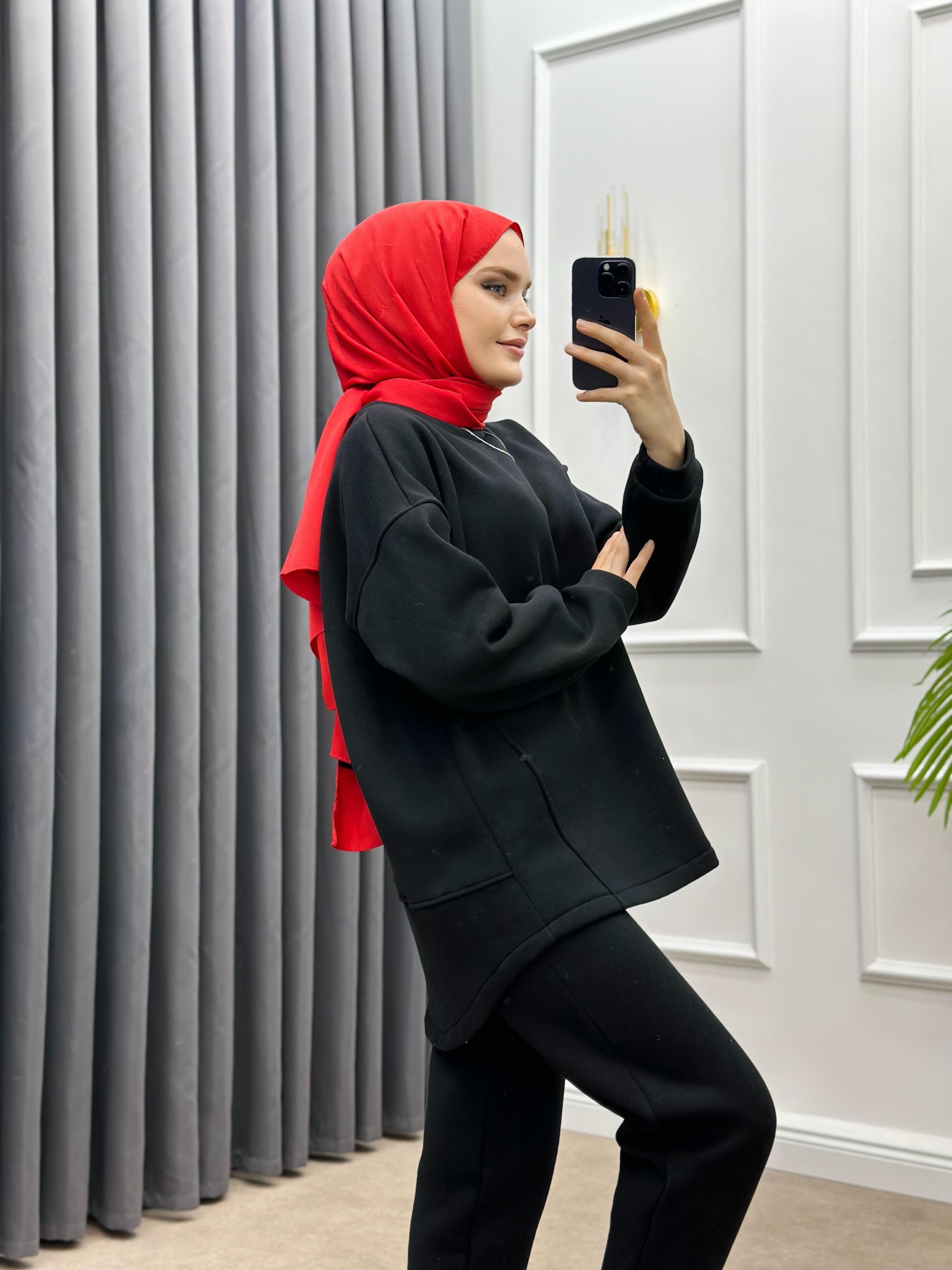 PANTOLONLU BASİC İKİLİ TAKIM SİYAH