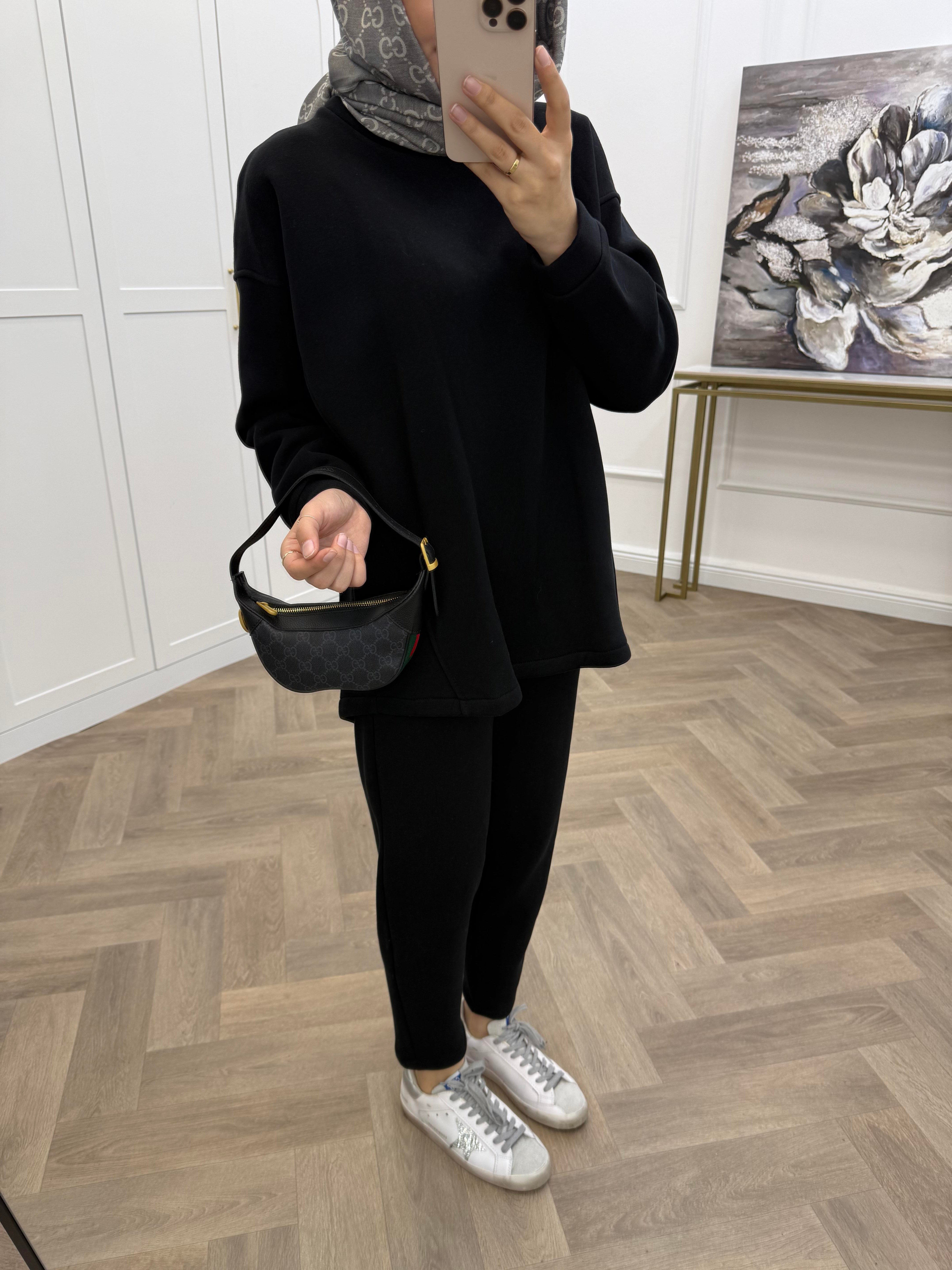 PANTOLONLU BASİC İKİLİ TAKIM SİYAH