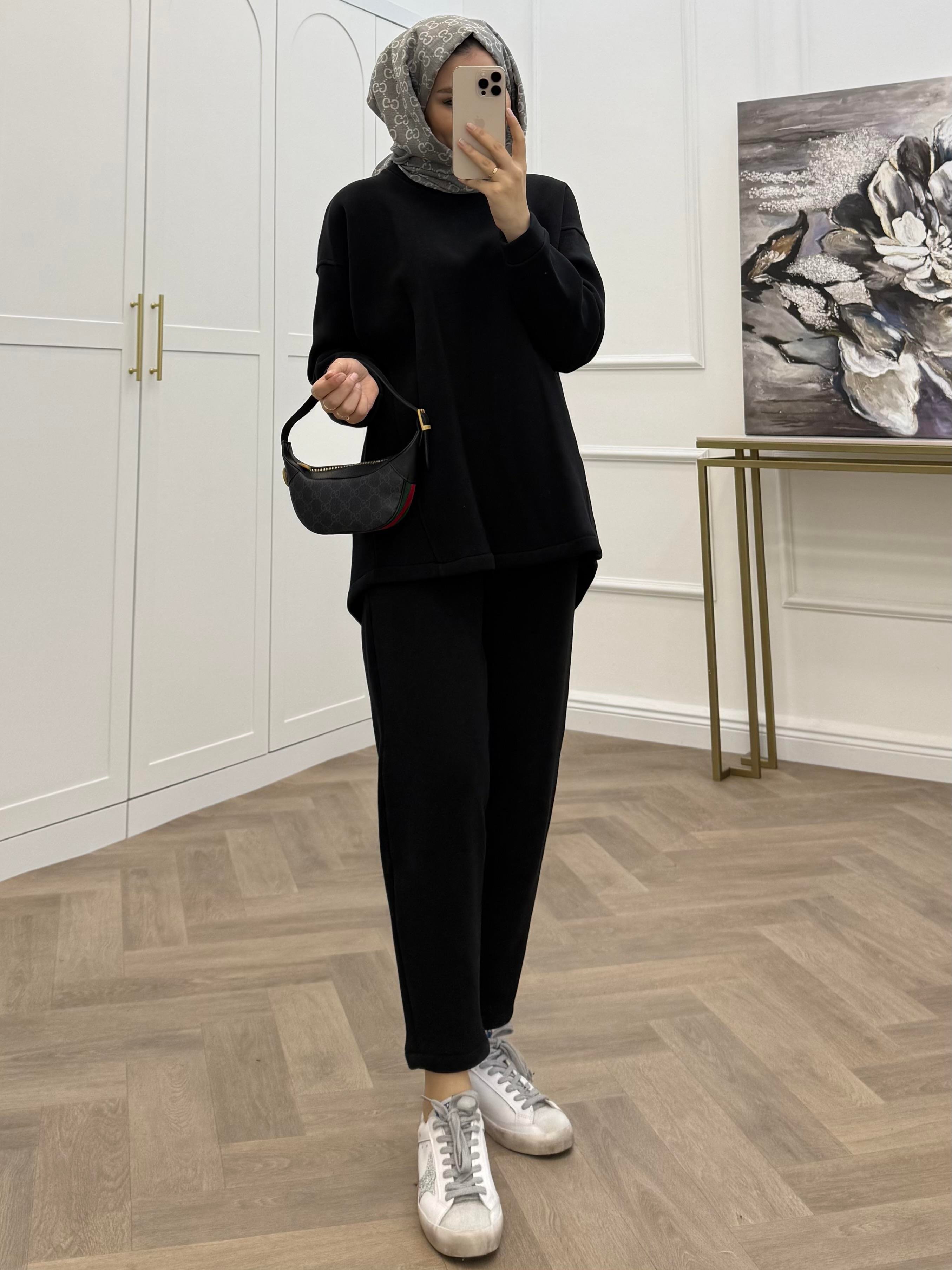 PANTOLONLU BASİC İKİLİ TAKIM SİYAH