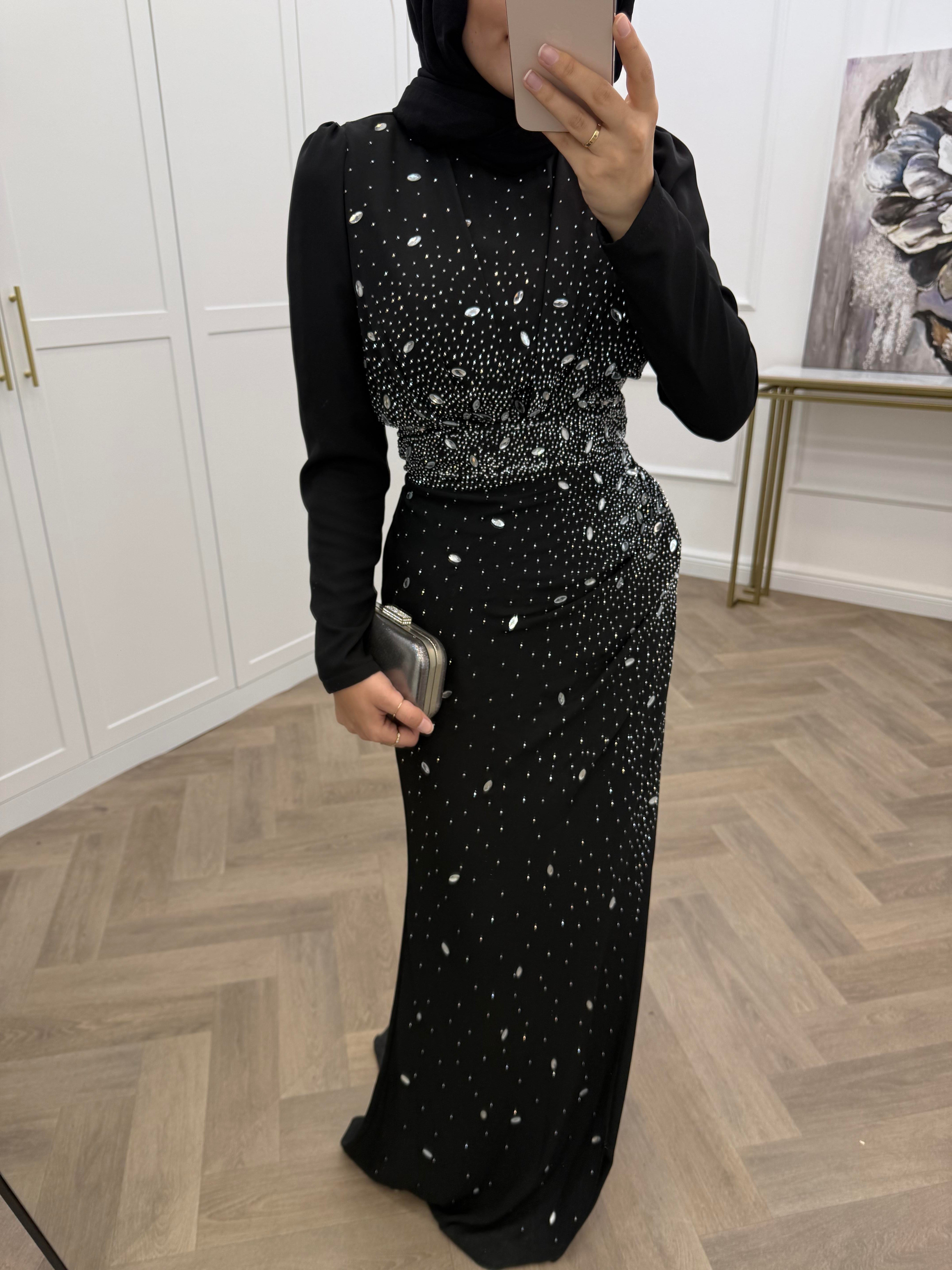 PARLA TAŞLI ABİYE SİYAH