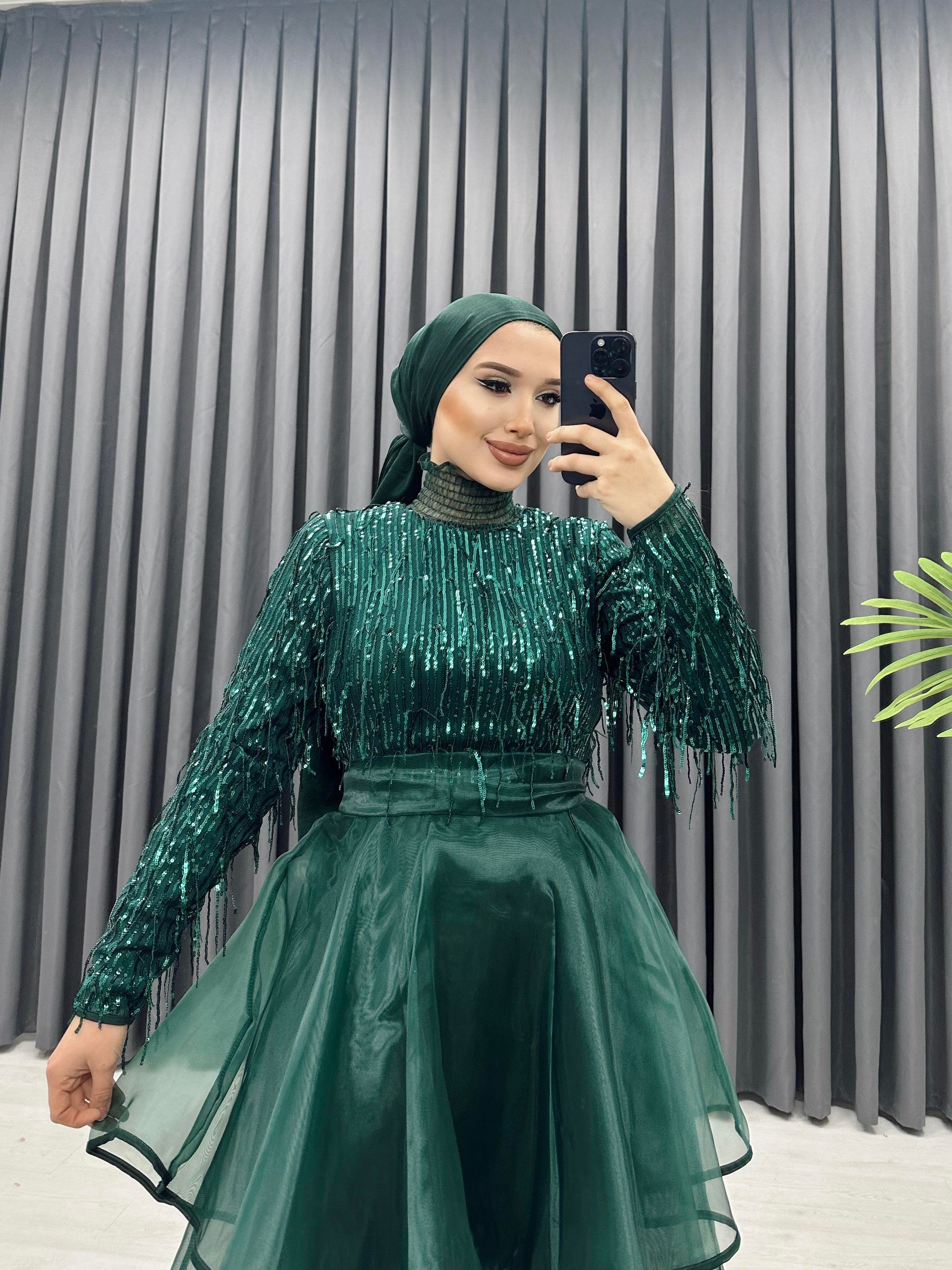 PAYET PÜSKÜLLÜ ABİYE ZÜMRÜT