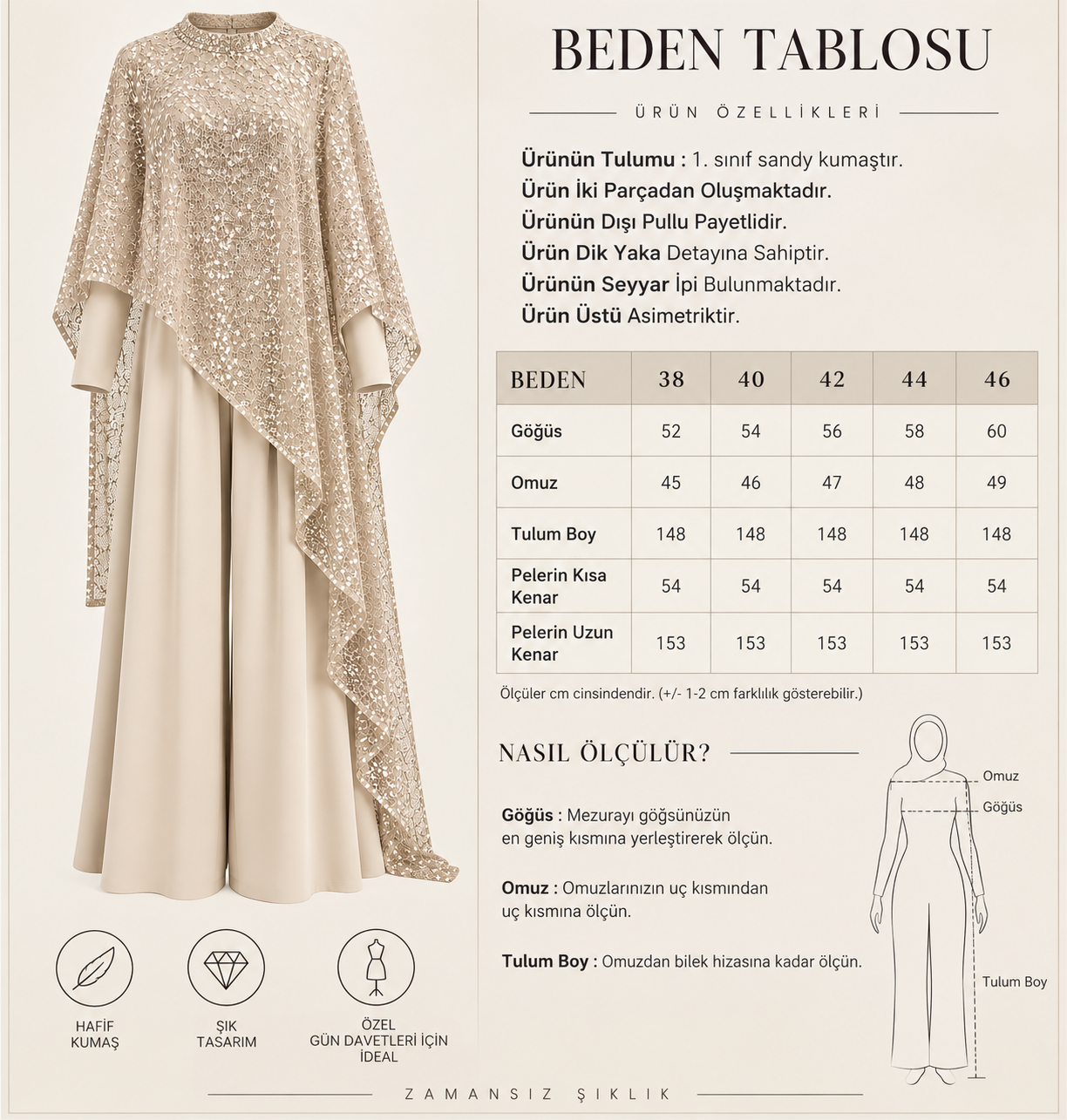 PAYETLİ PELERİNLİ SANDY TULUM VİZON