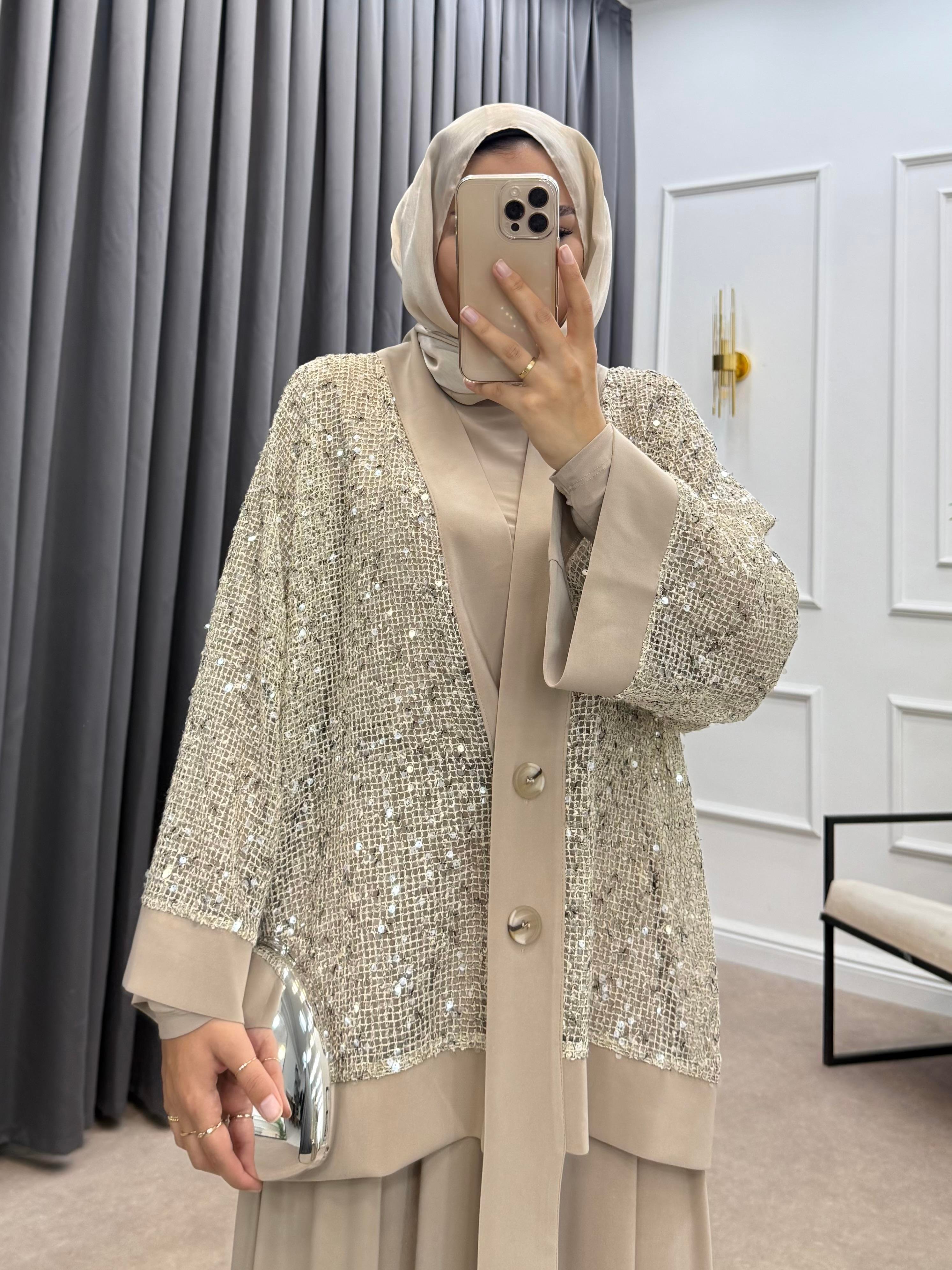 PAYETLİ ÜÇLÜ TAKIM BEJ