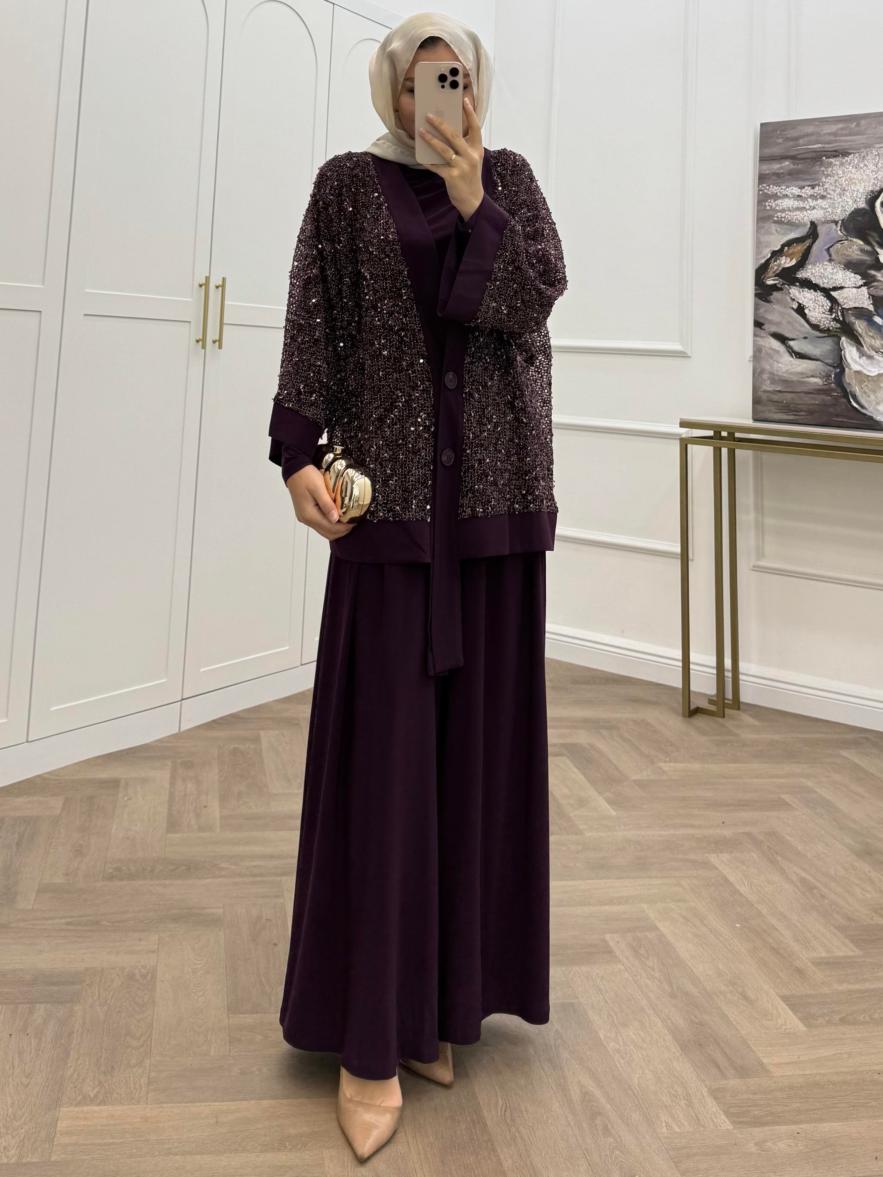 PAYETLİ ÜÇLÜ TAKIM MOR