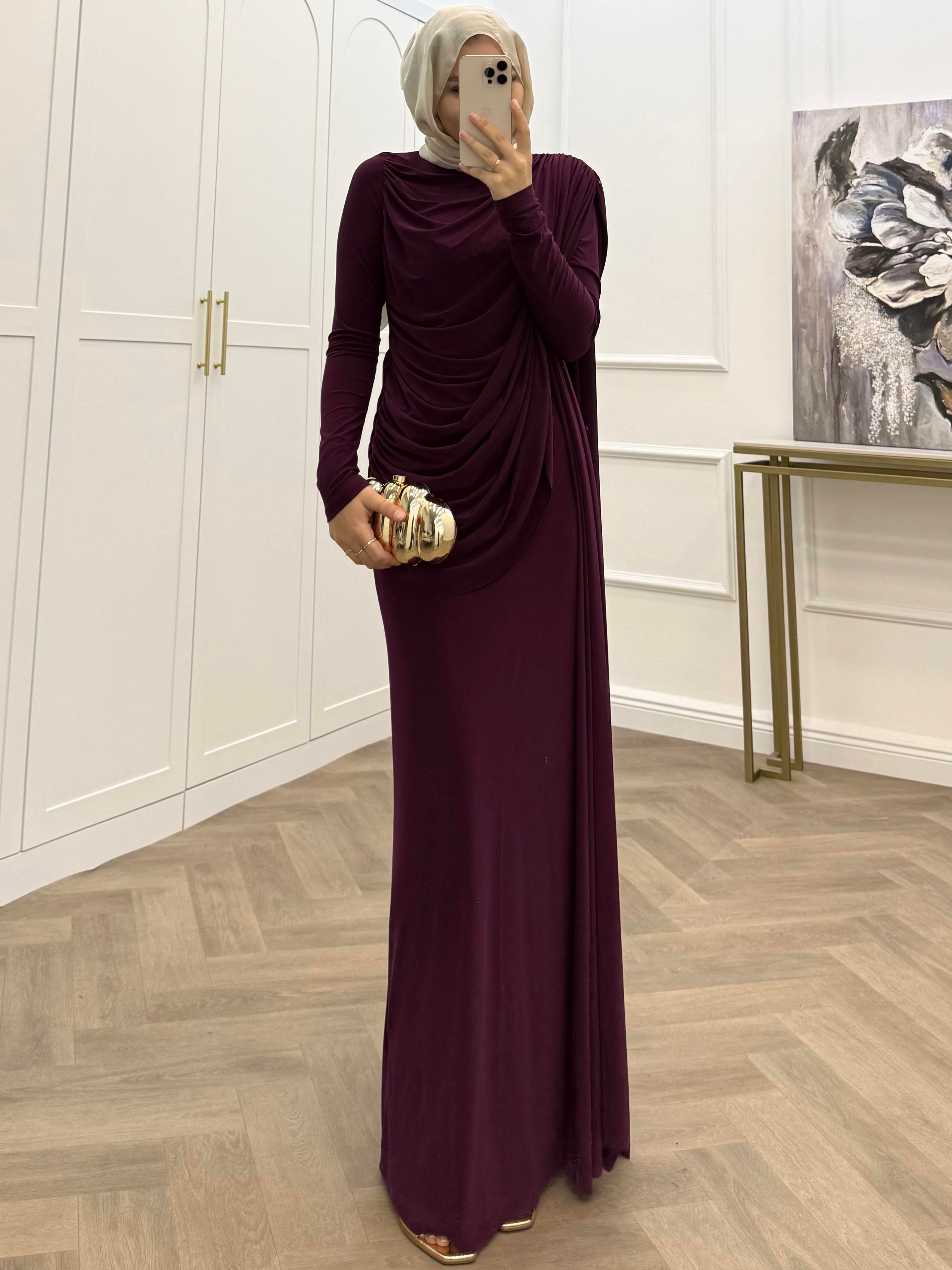 PELERİN DETAY SANDY ELBİSE BORDO