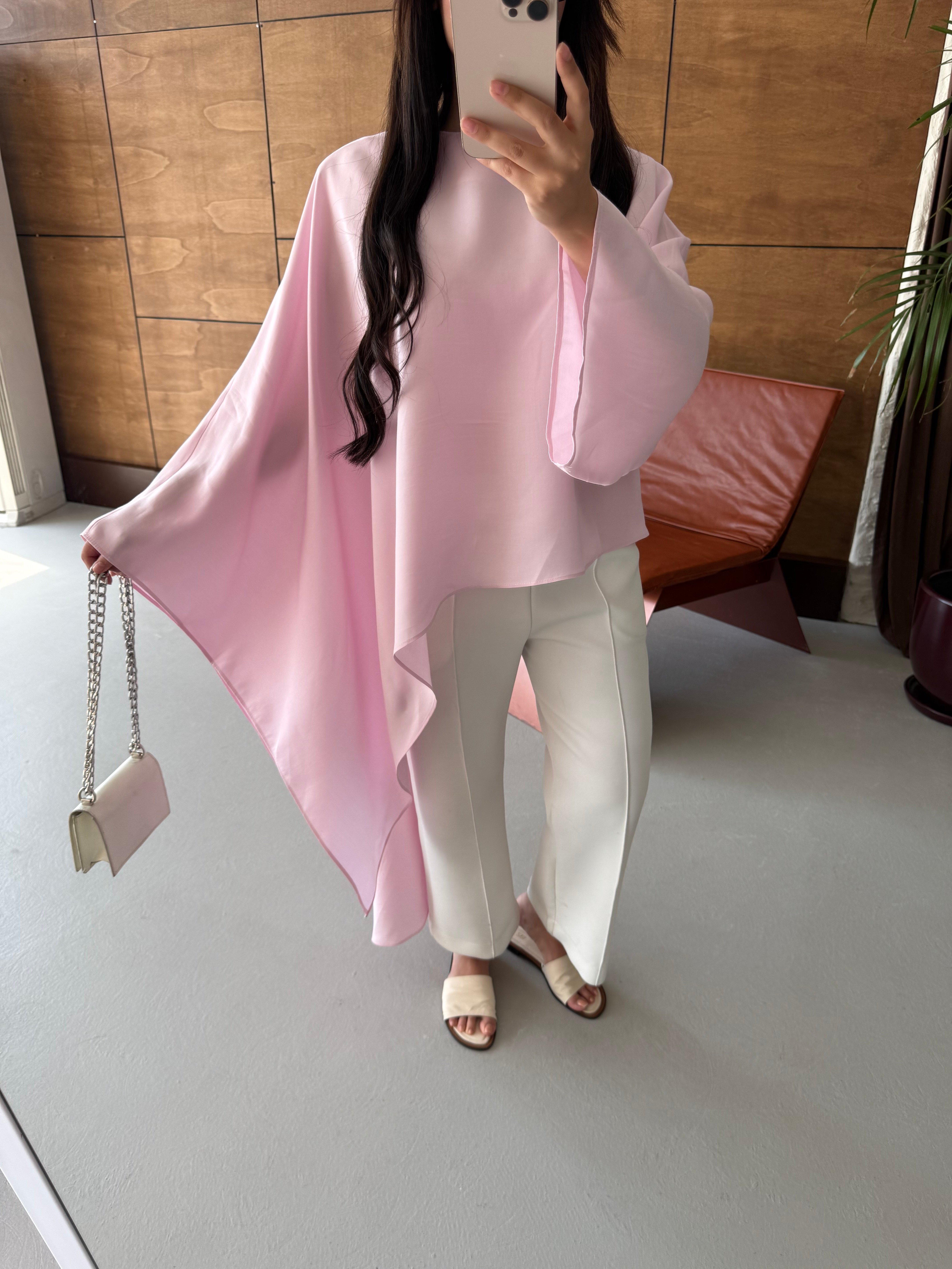 PELERİNLİ BLUZ PEMBE