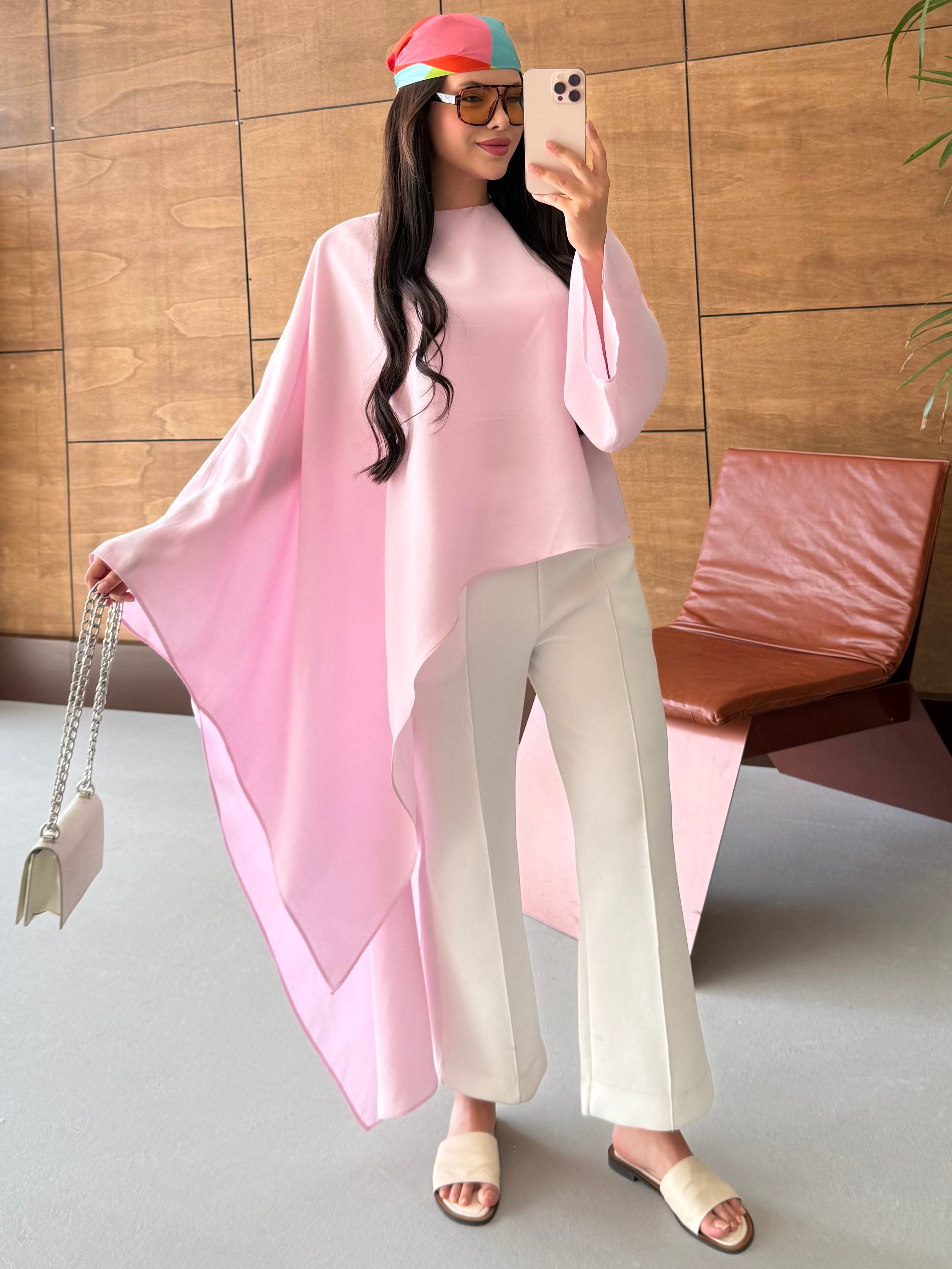 PELERİNLİ BLUZ PEMBE