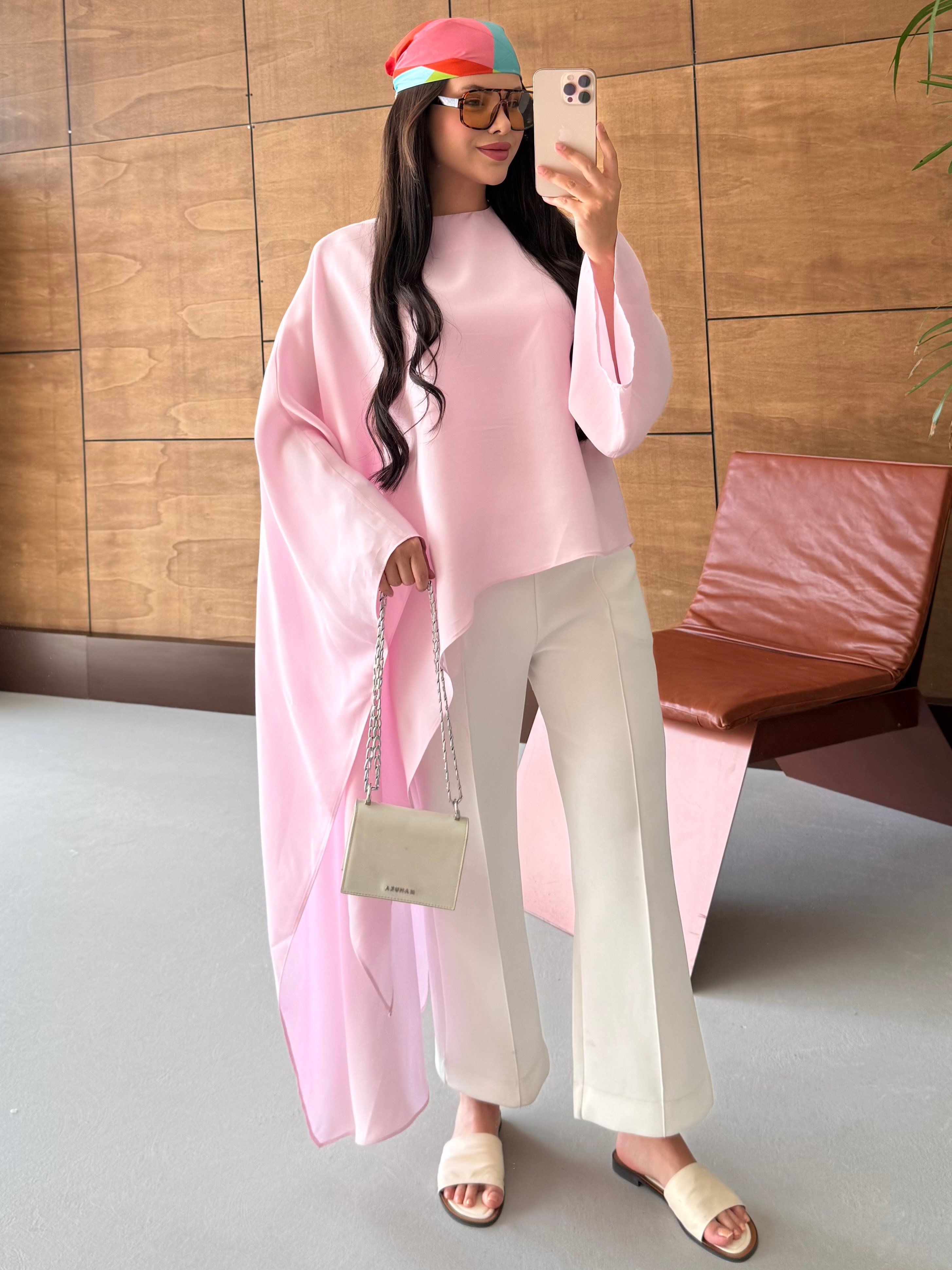 PELERİNLİ BLUZ PEMBE