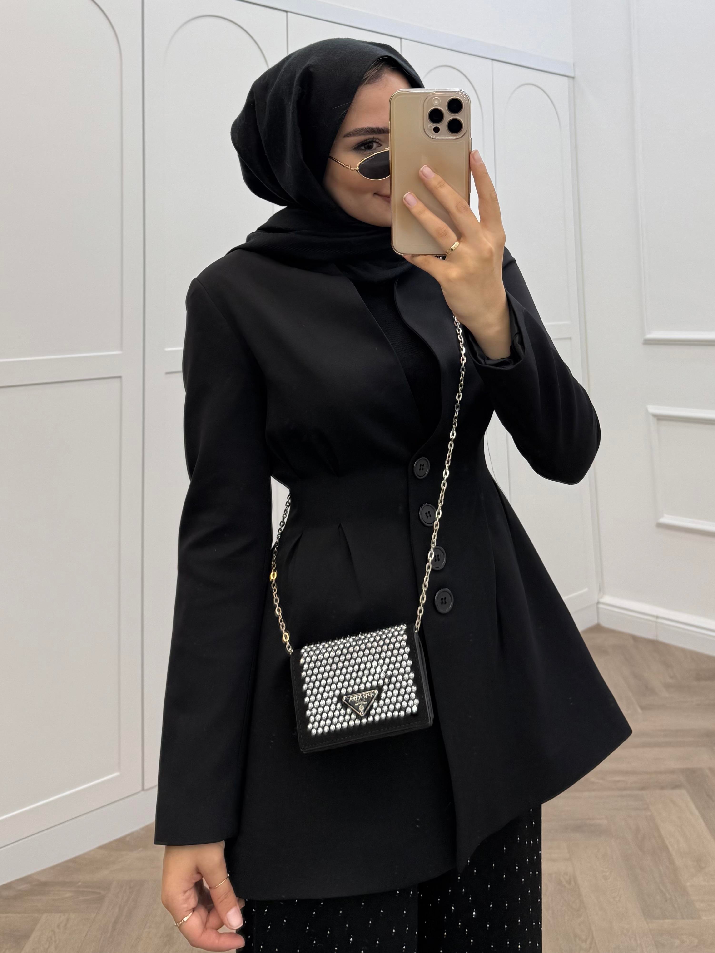 PENSLİ BLAZER CEKET SİYAH