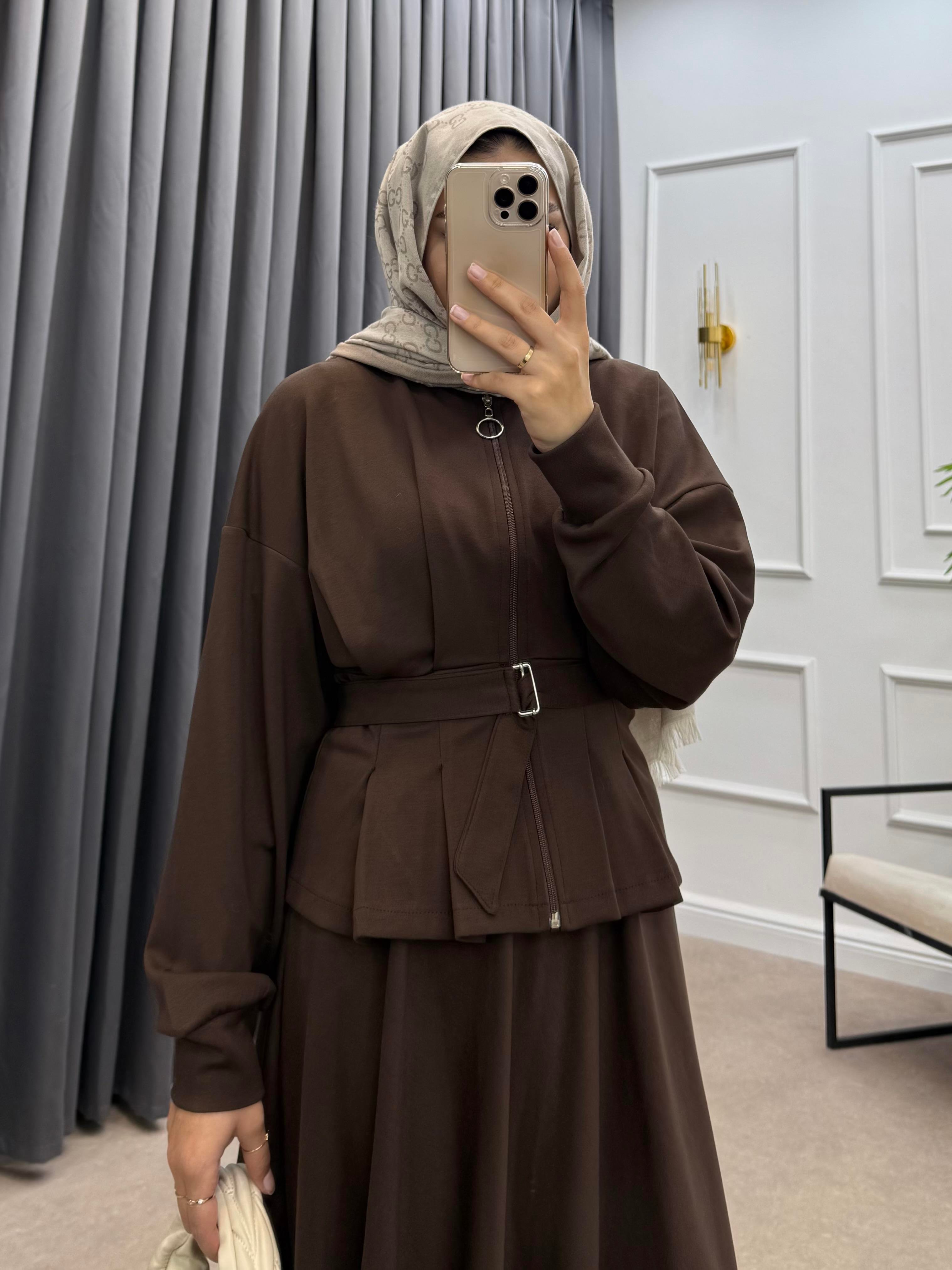 PENSLİ ETEKLİ TAKIM KAHVE