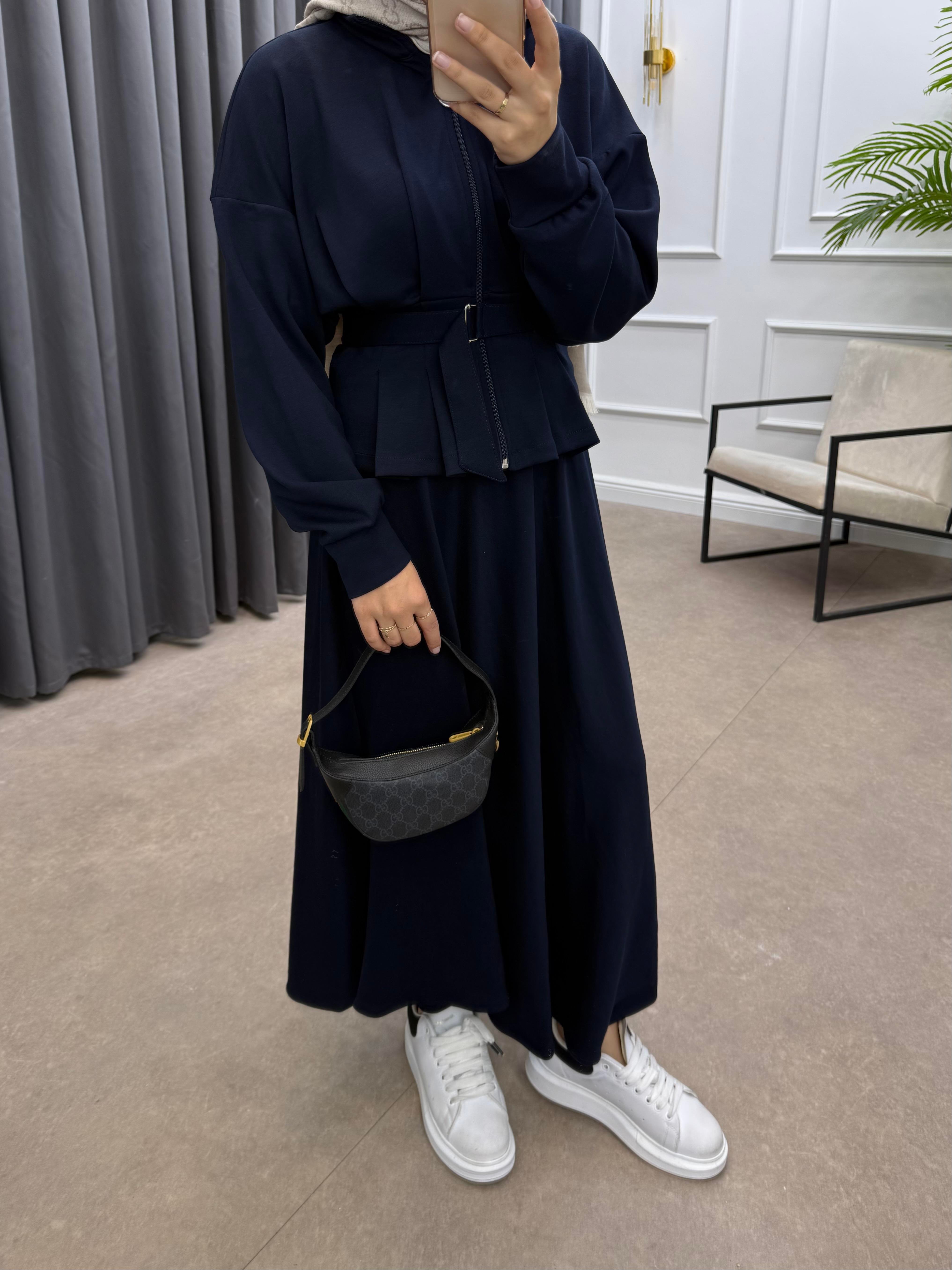 PENSLİ ETEKLİ TAKIM LACİVERT