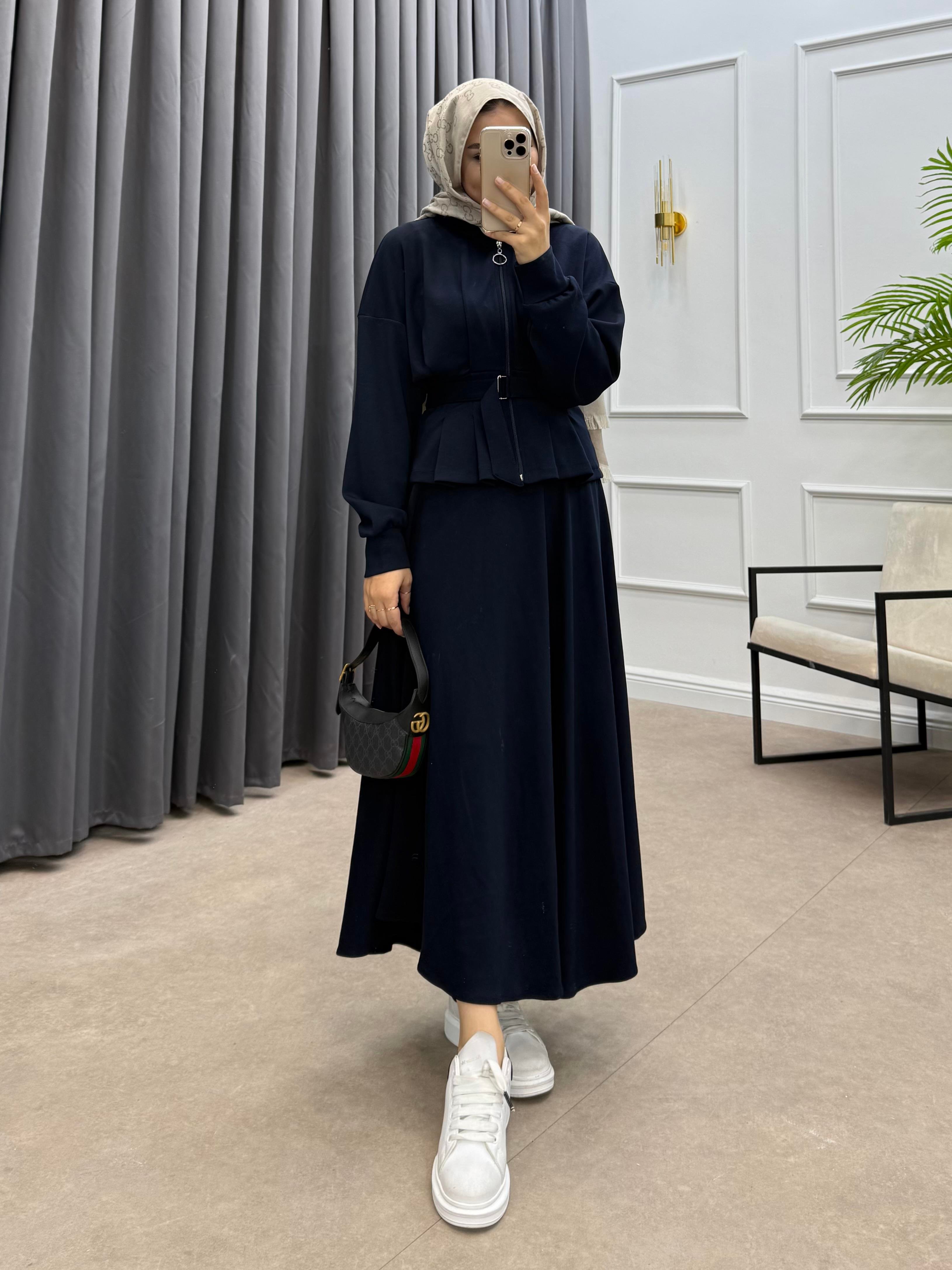 PENSLİ ETEKLİ TAKIM LACİVERT