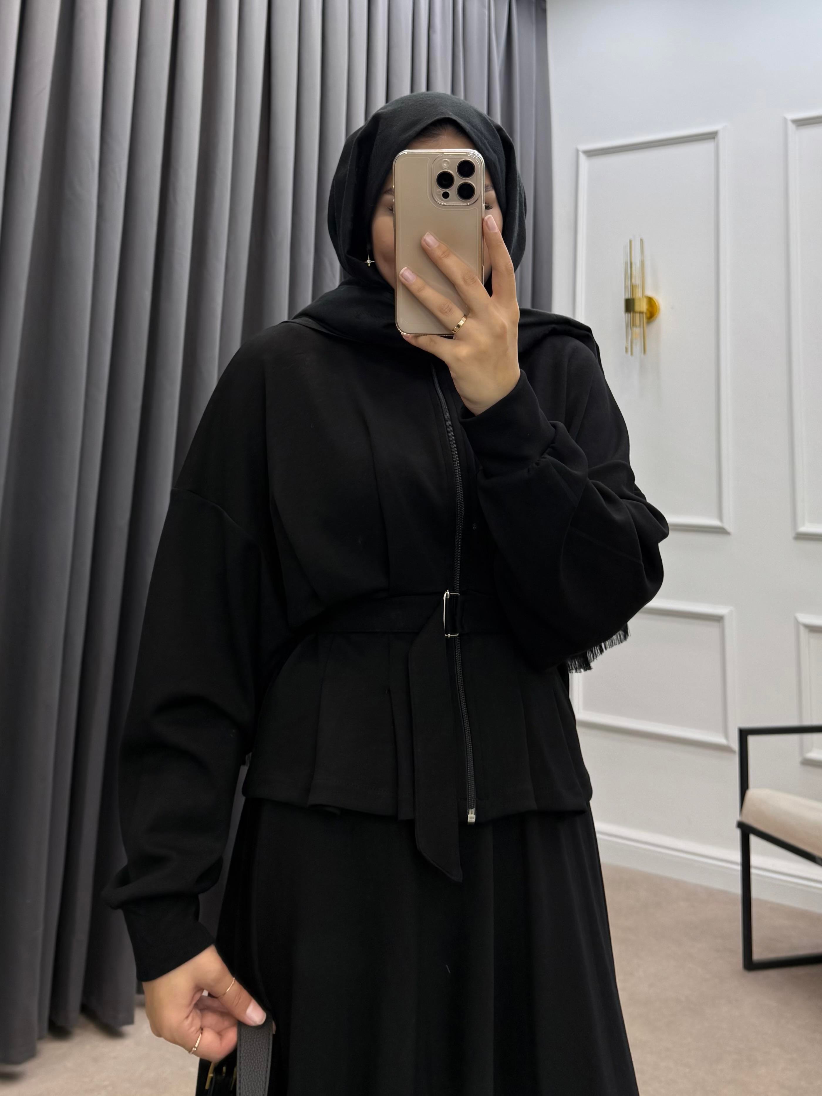 PENSLİ ETEKLİ TAKIM SİYAH