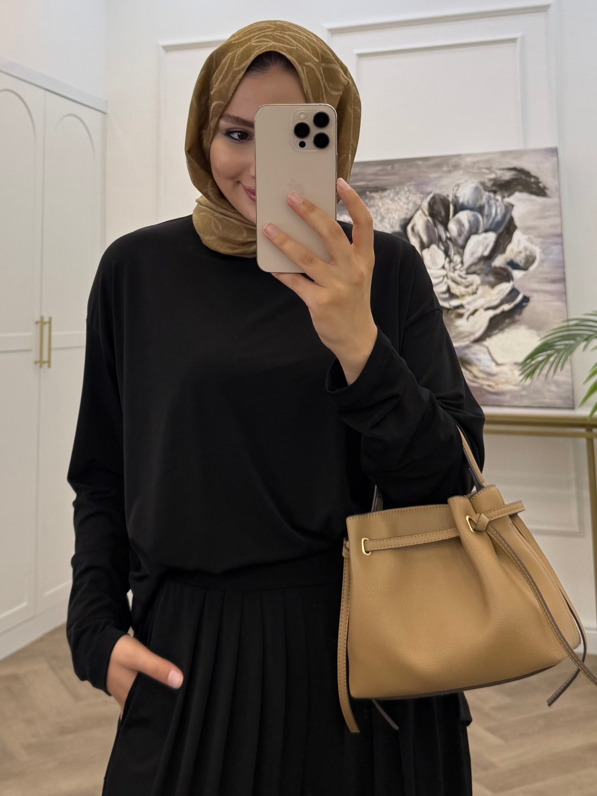 PERİ SANDY ŞALVAR PANTOLONLU TAKIM SİYAH