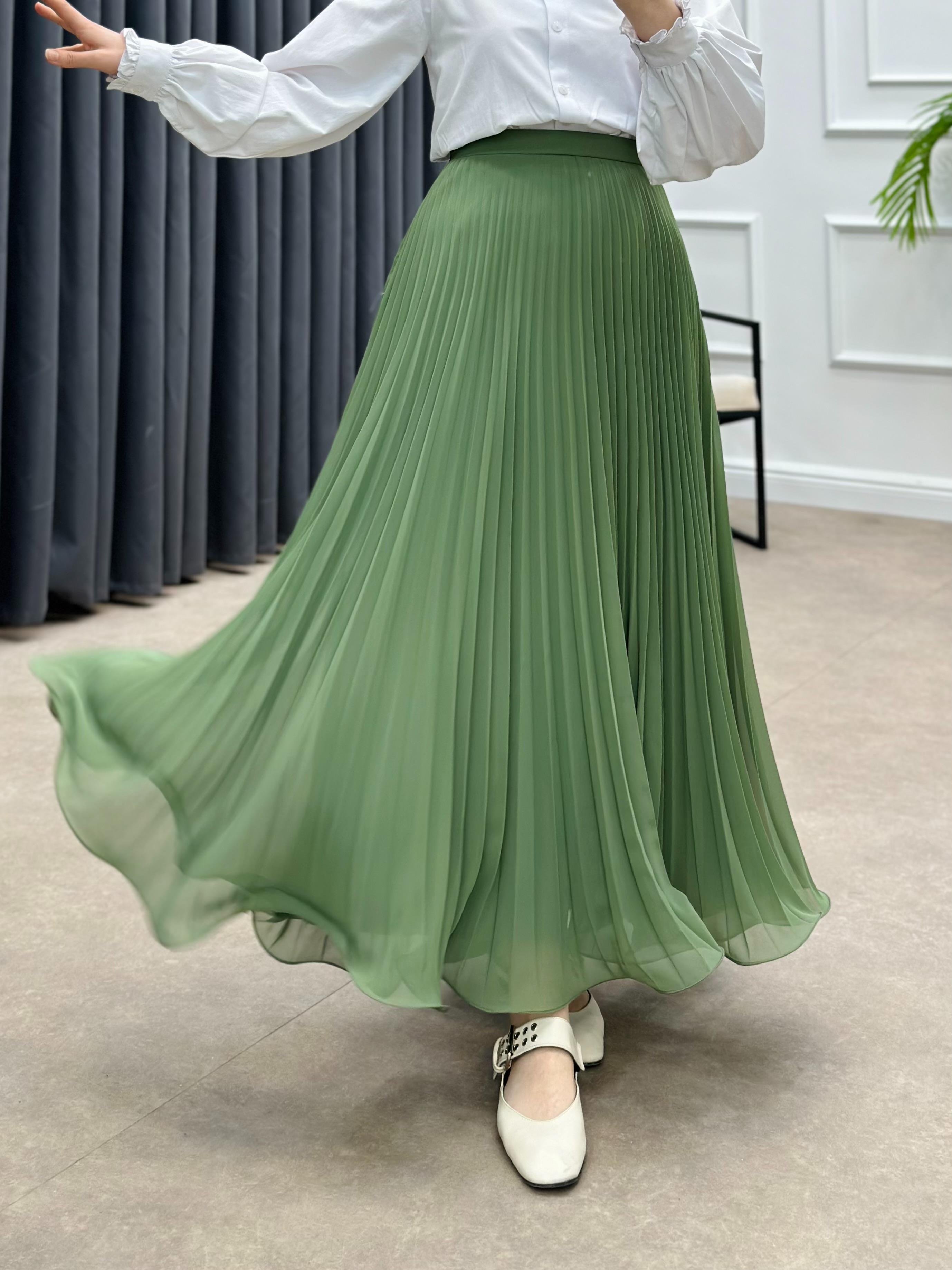 PLİSELİ ŞİFON ETEK MİNT