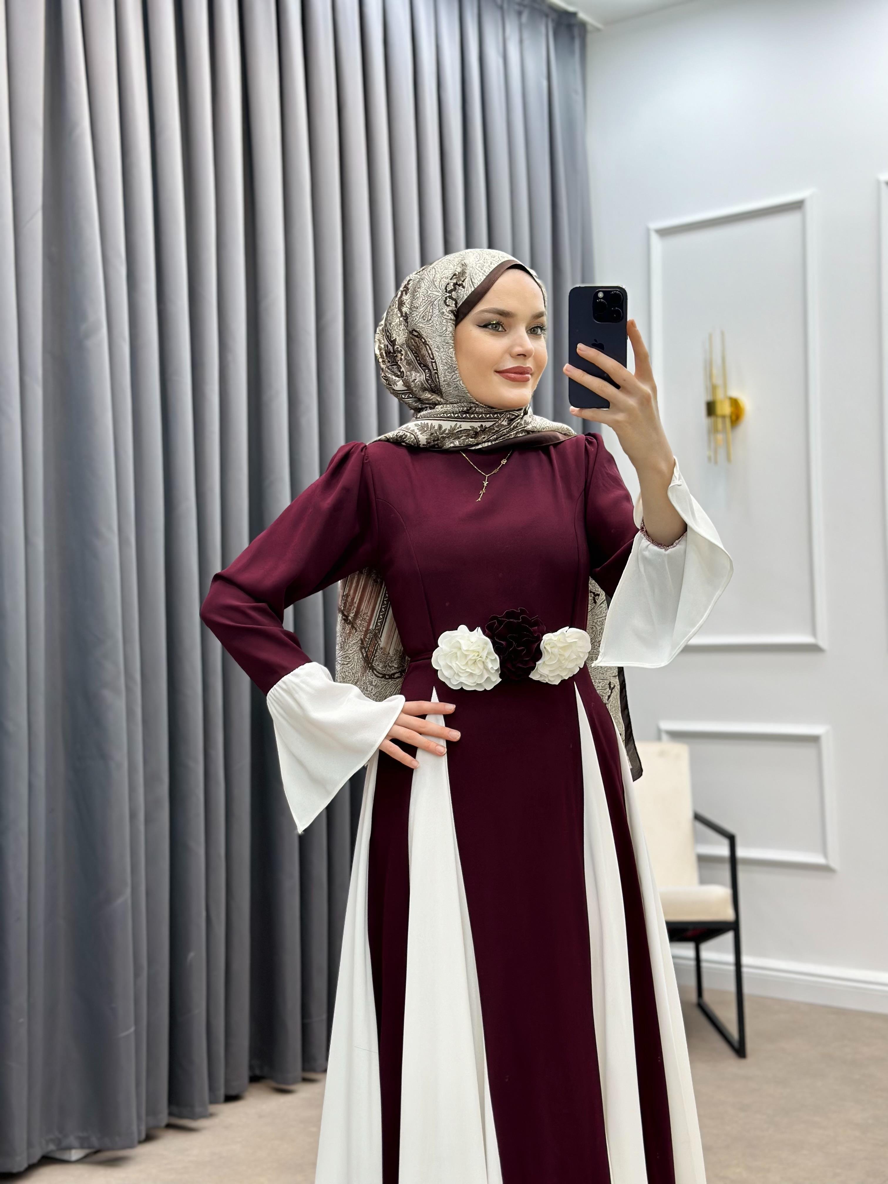 POLYANNA KREP ELBİSE BORDO