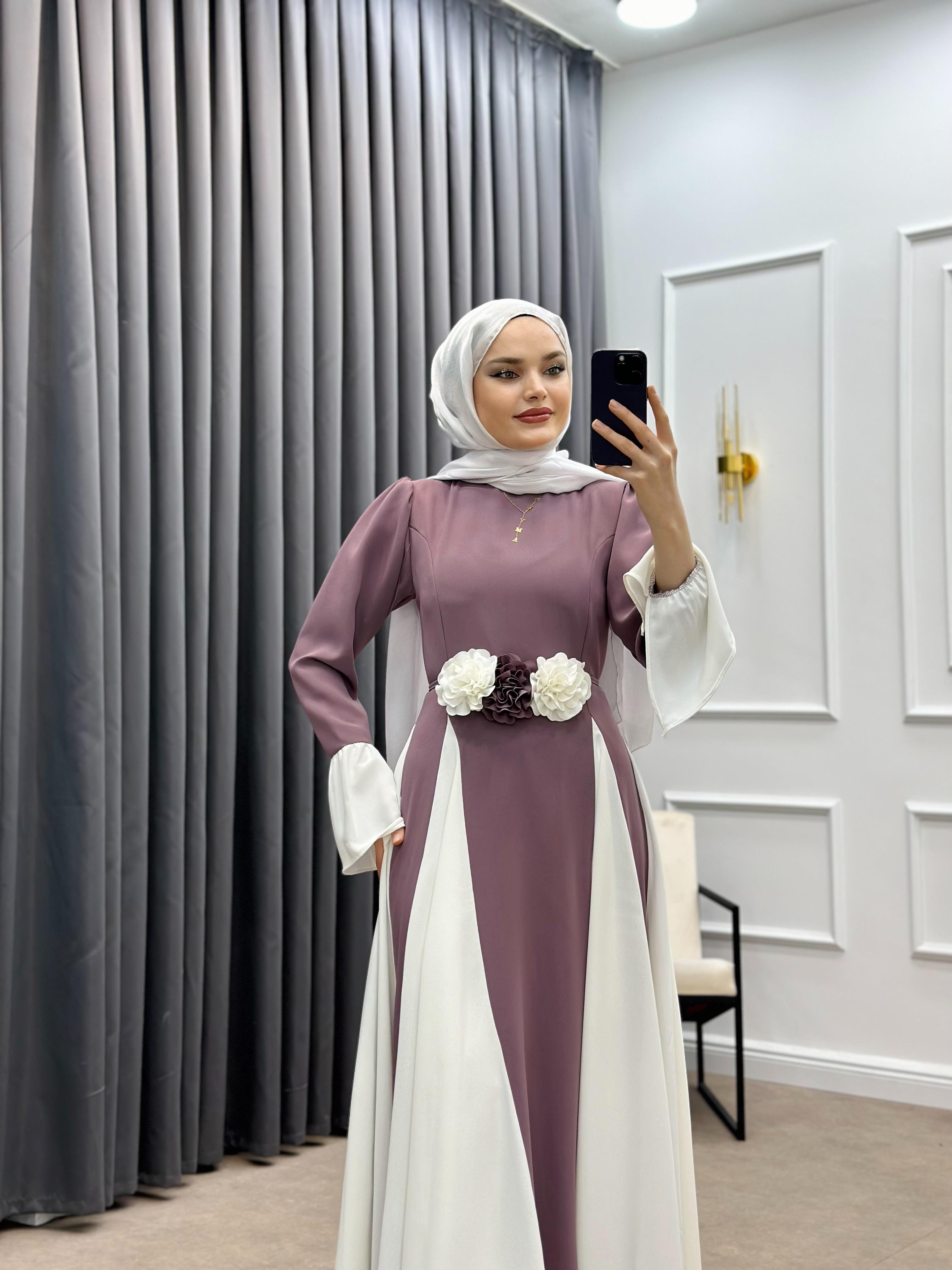 POLYANNA KREP ELBİSE GÜL KURUSU