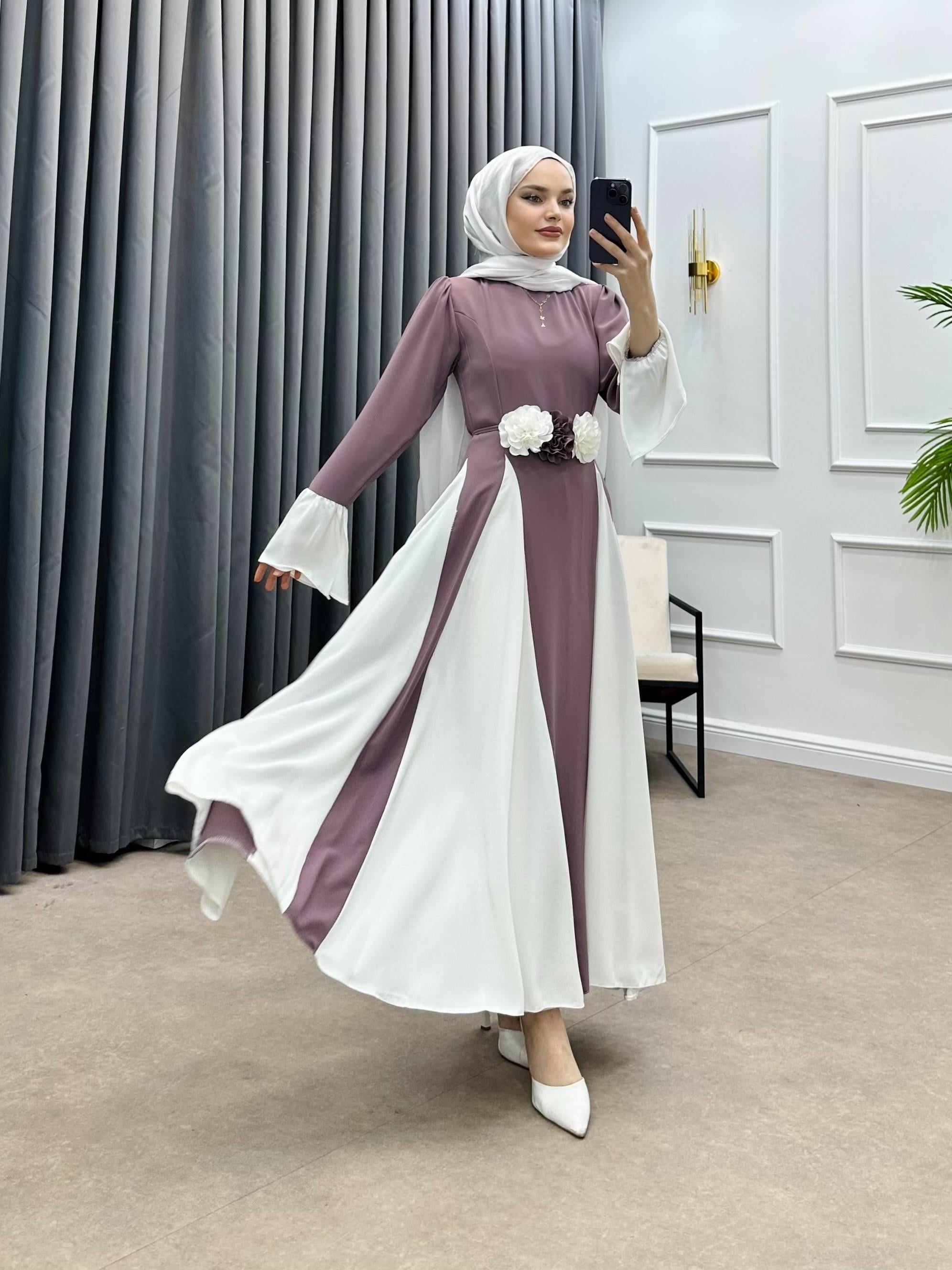 POLYANNA KREP ELBİSE GÜL KURUSU