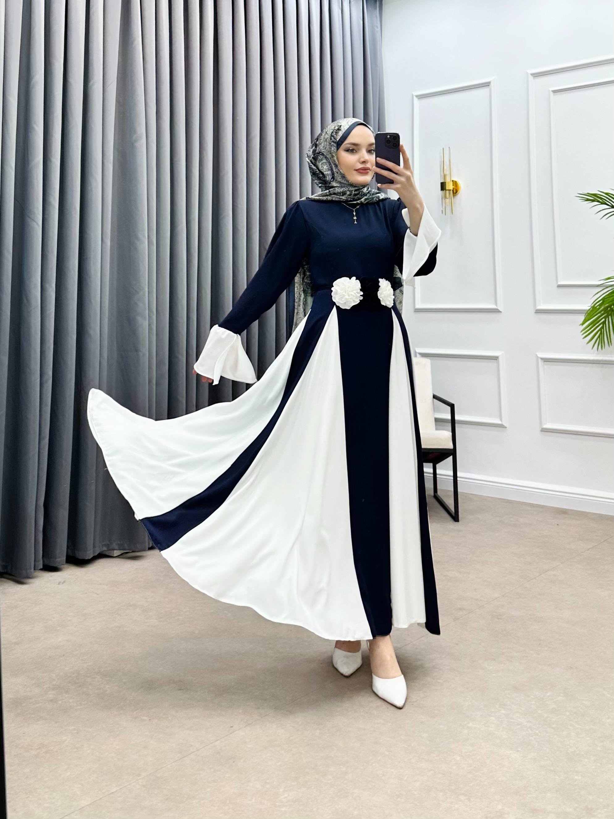 POLYANNA KREP ELBİSE LACİVERT