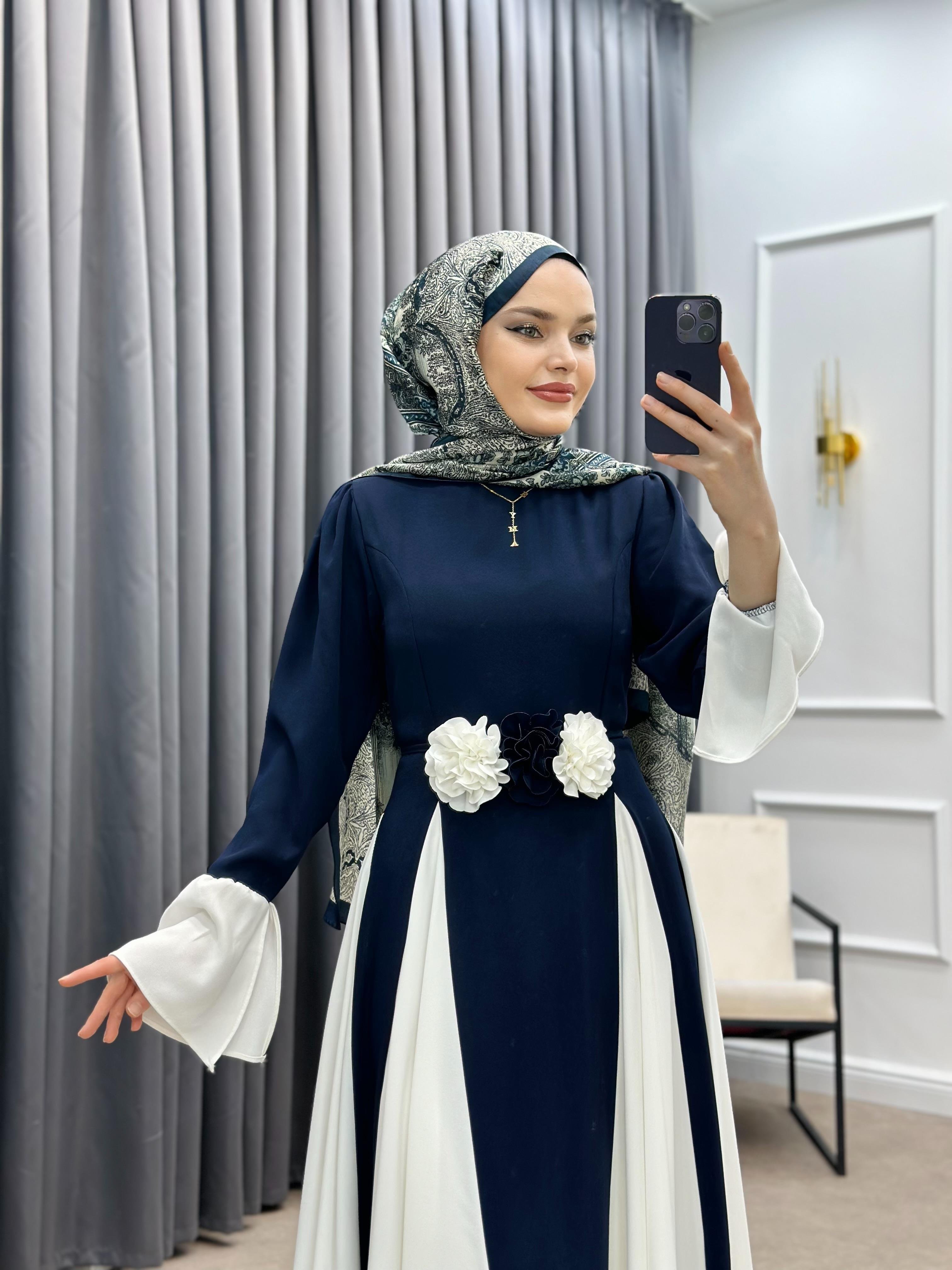 POLYANNA KREP ELBİSE LACİVERT