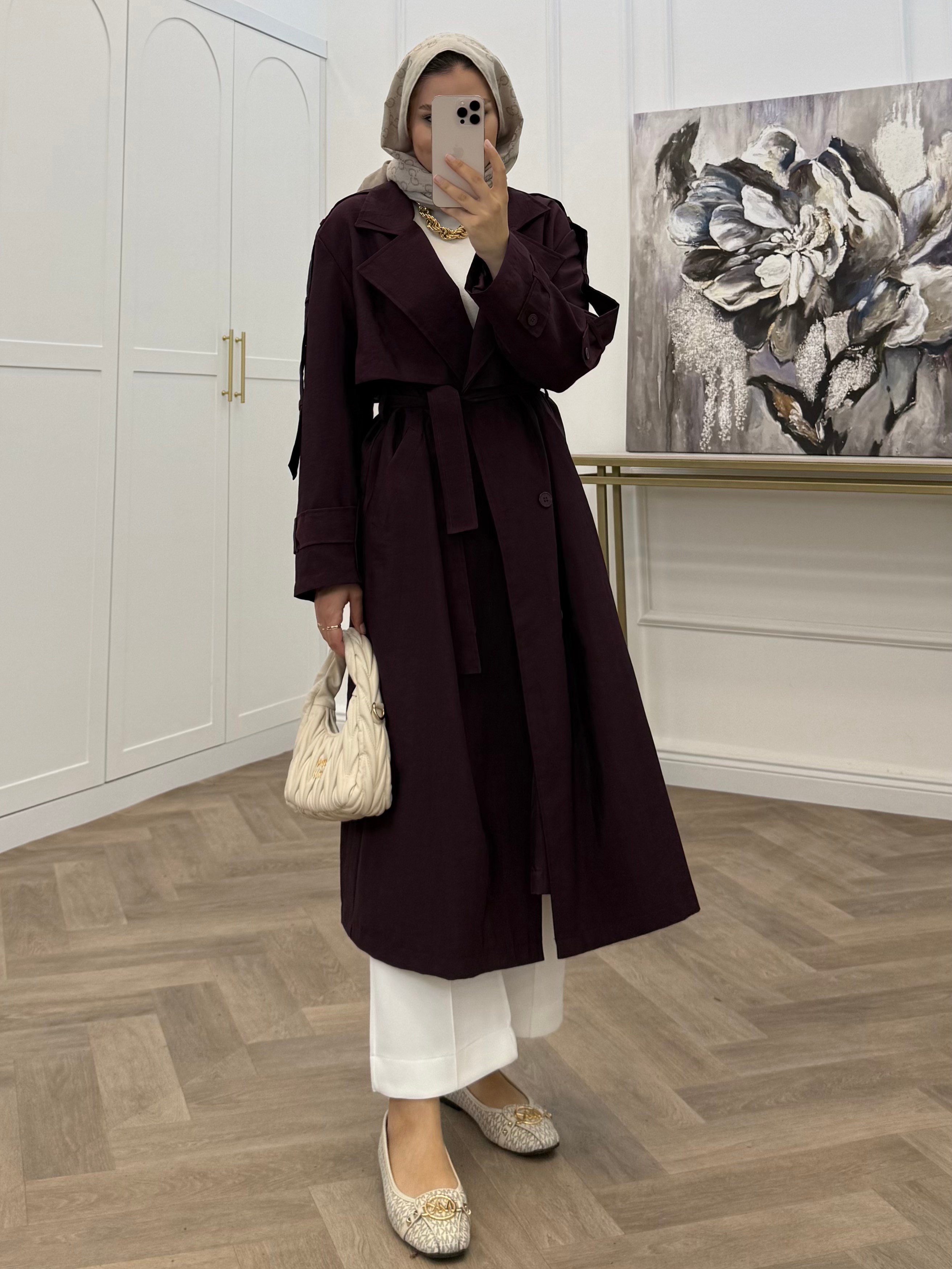 PREMİUM KALİTE POLİVİSKON KUMAŞ ASTARLI TRENÇKOT MÜRDÜM