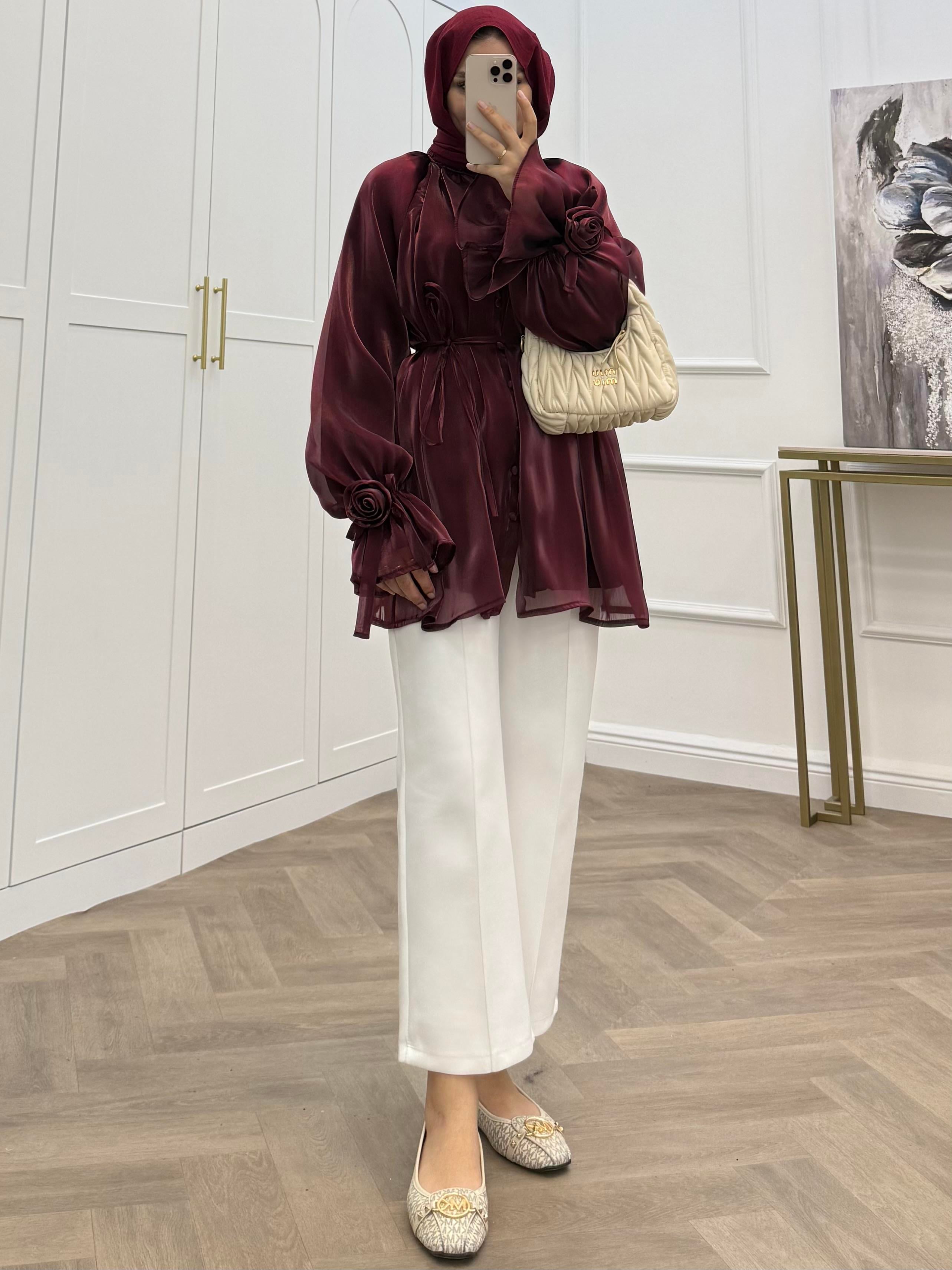 PREMİUM ORGANZE GÖMLEK BLUZ BORDO