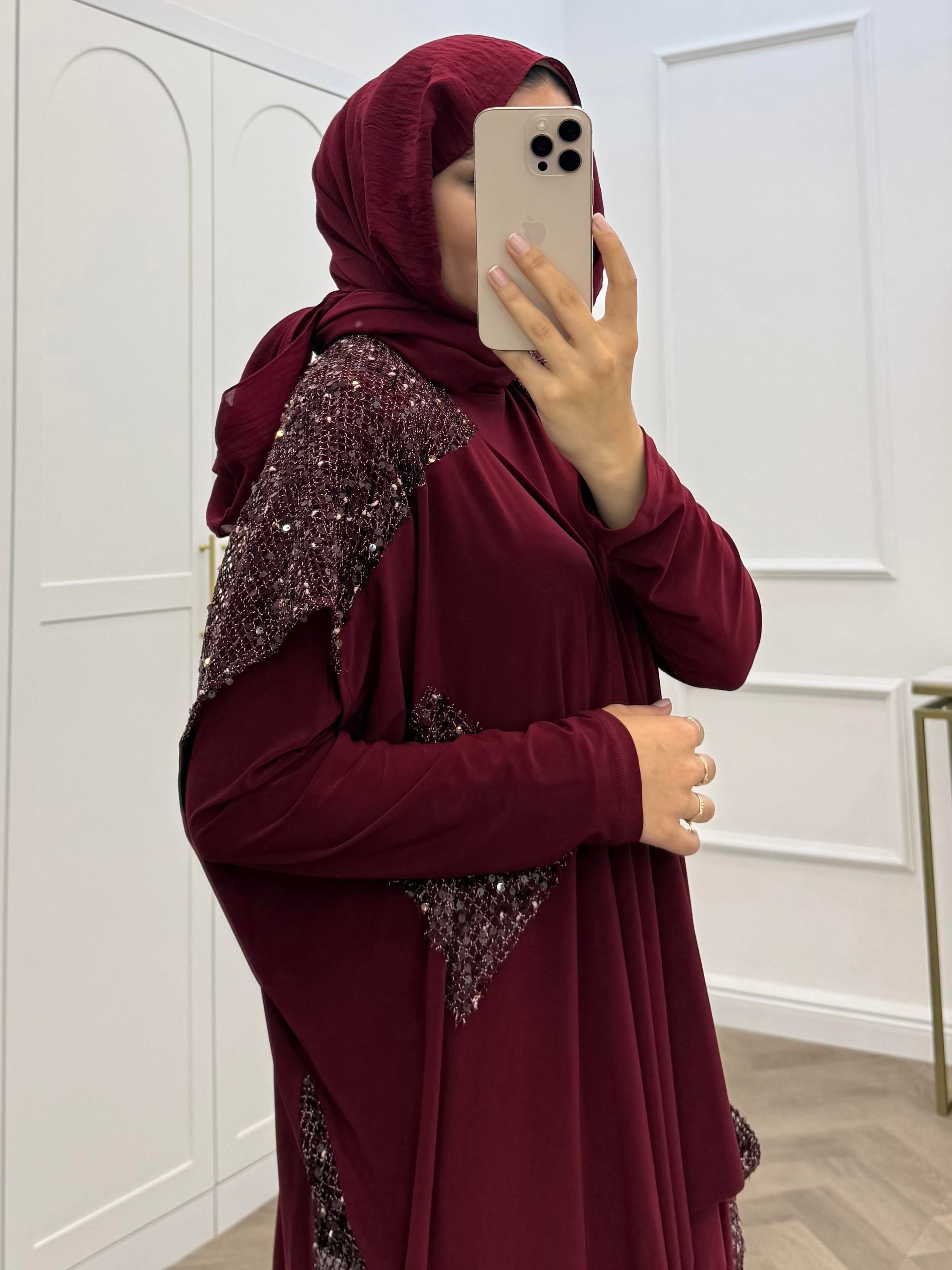 PUL PAYETLİ YELEKLİ PANTOLONLU TAKIM  BORDO