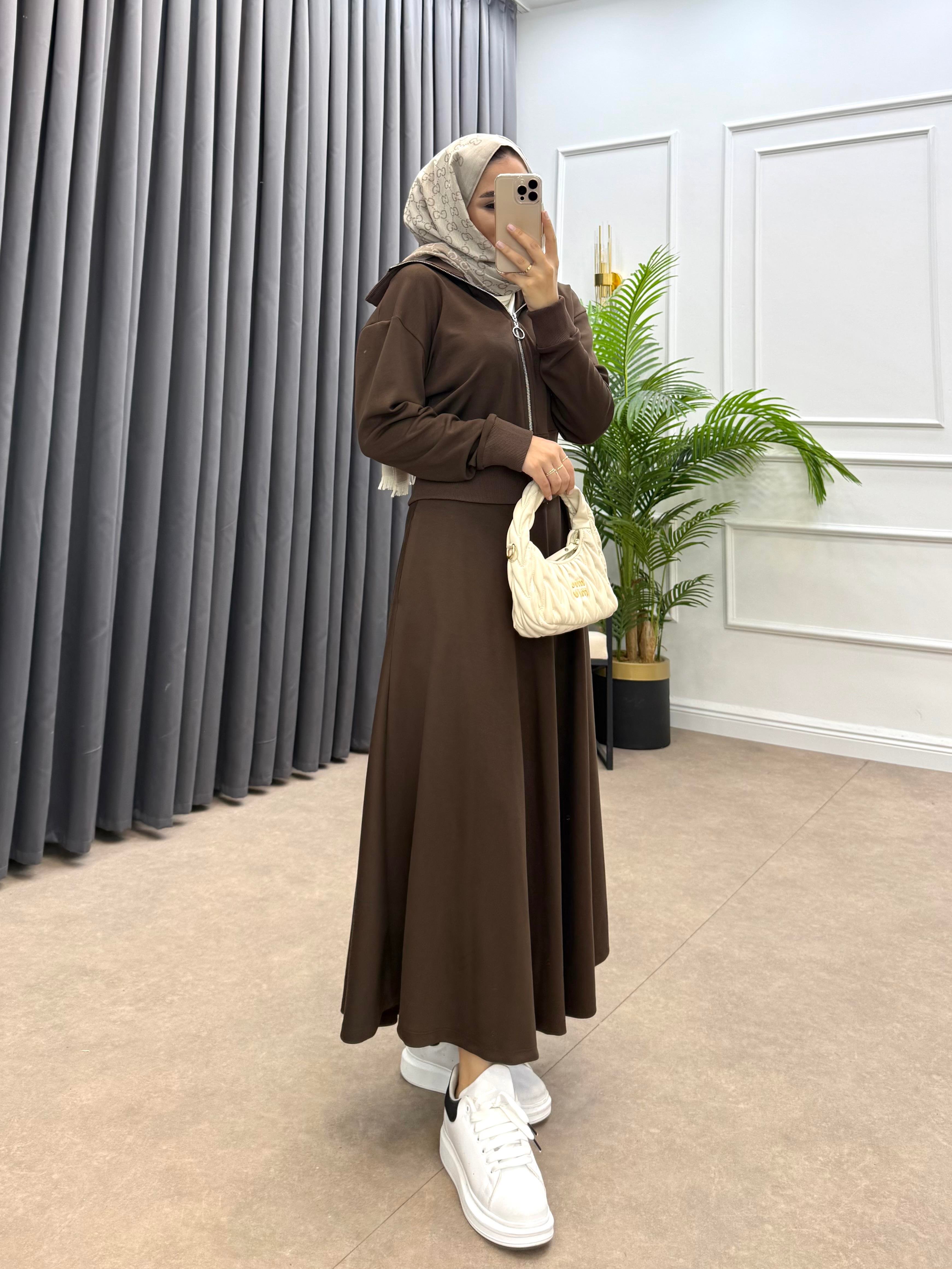 RİBANALI ETEKLİ TAKIM KAHVE