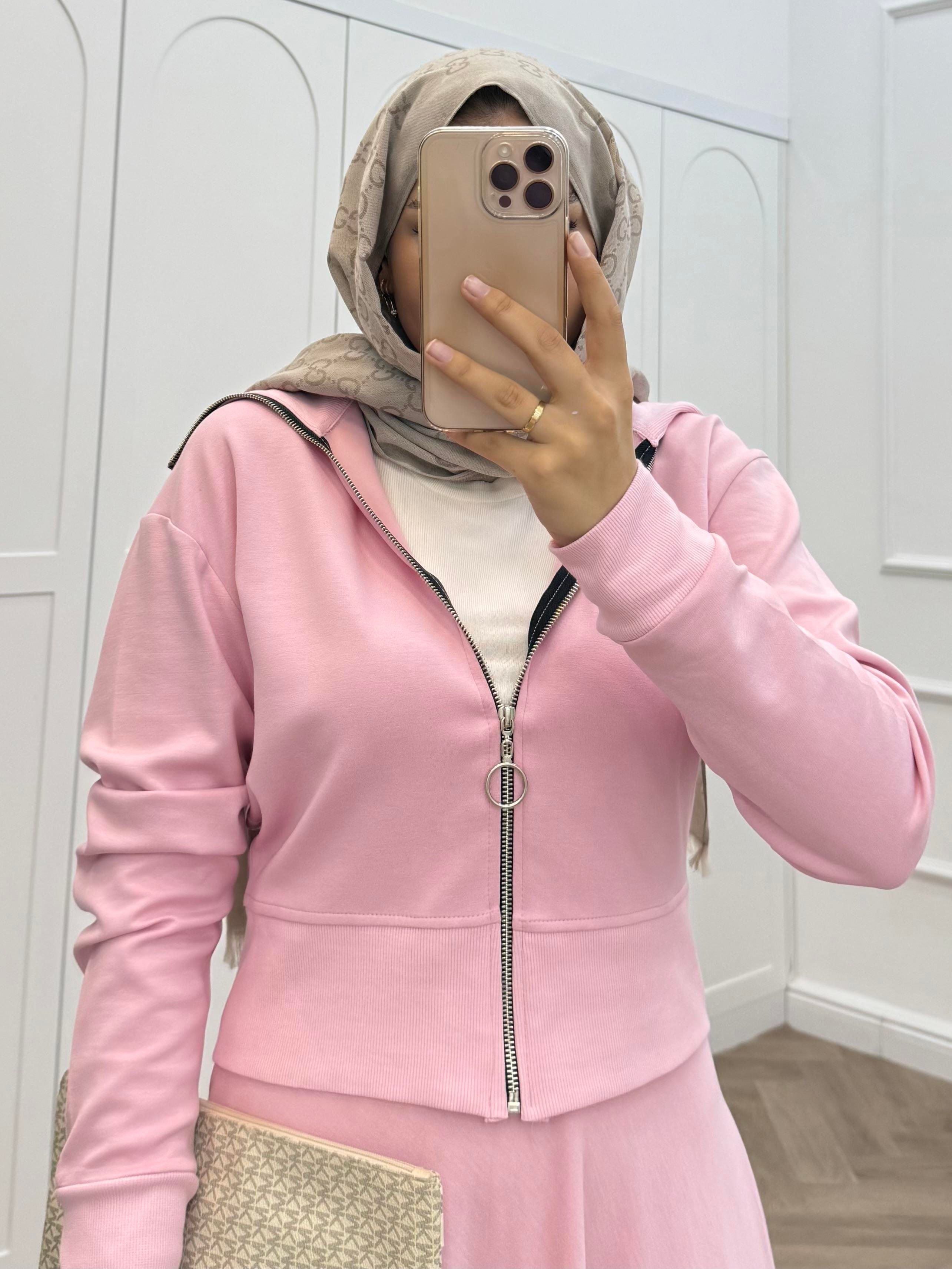 RİBANALI ETEKLİ TAKIM PEMBE