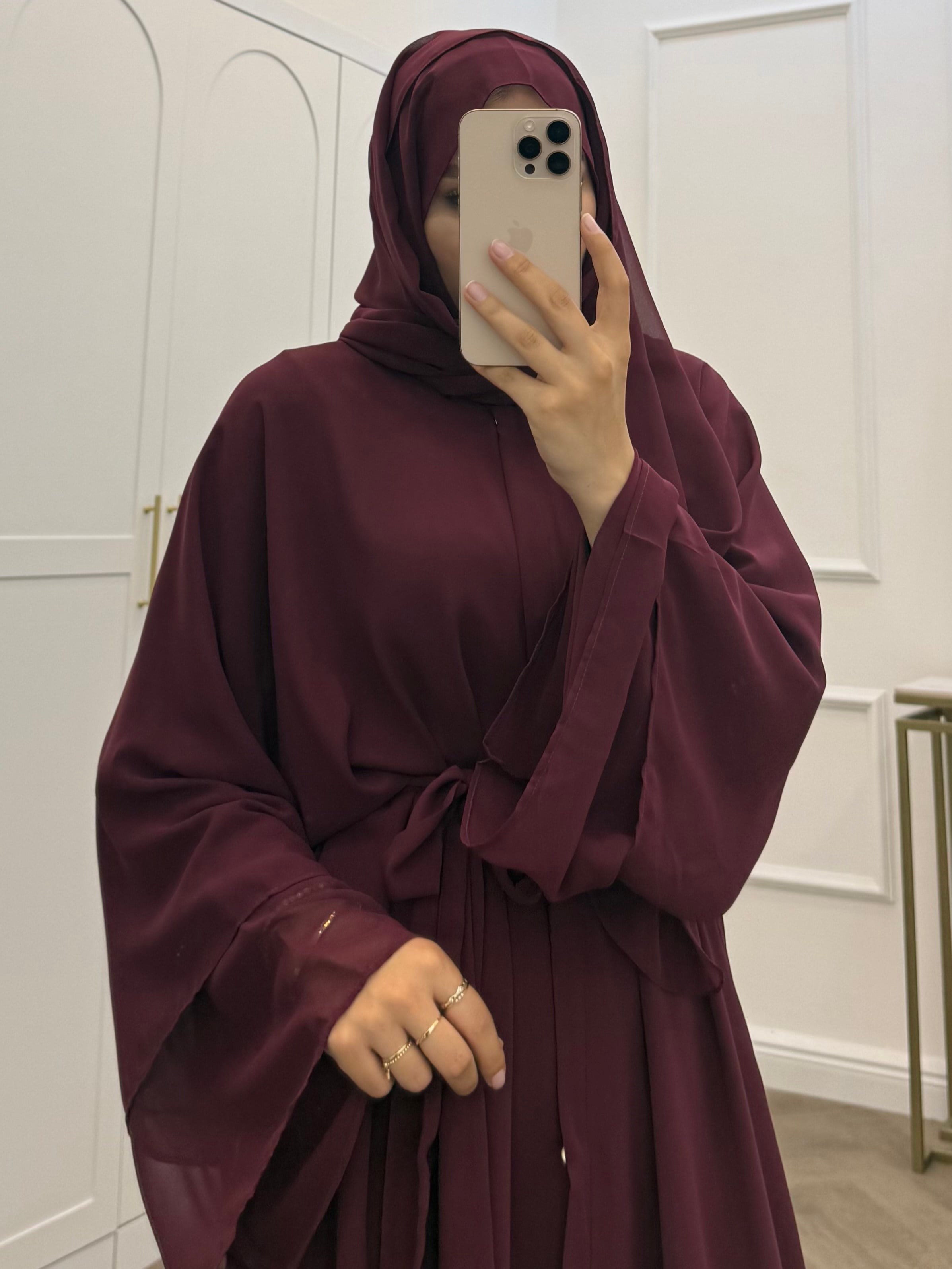 ŞAL DAHİL ŞİFON ABAYA BORDO