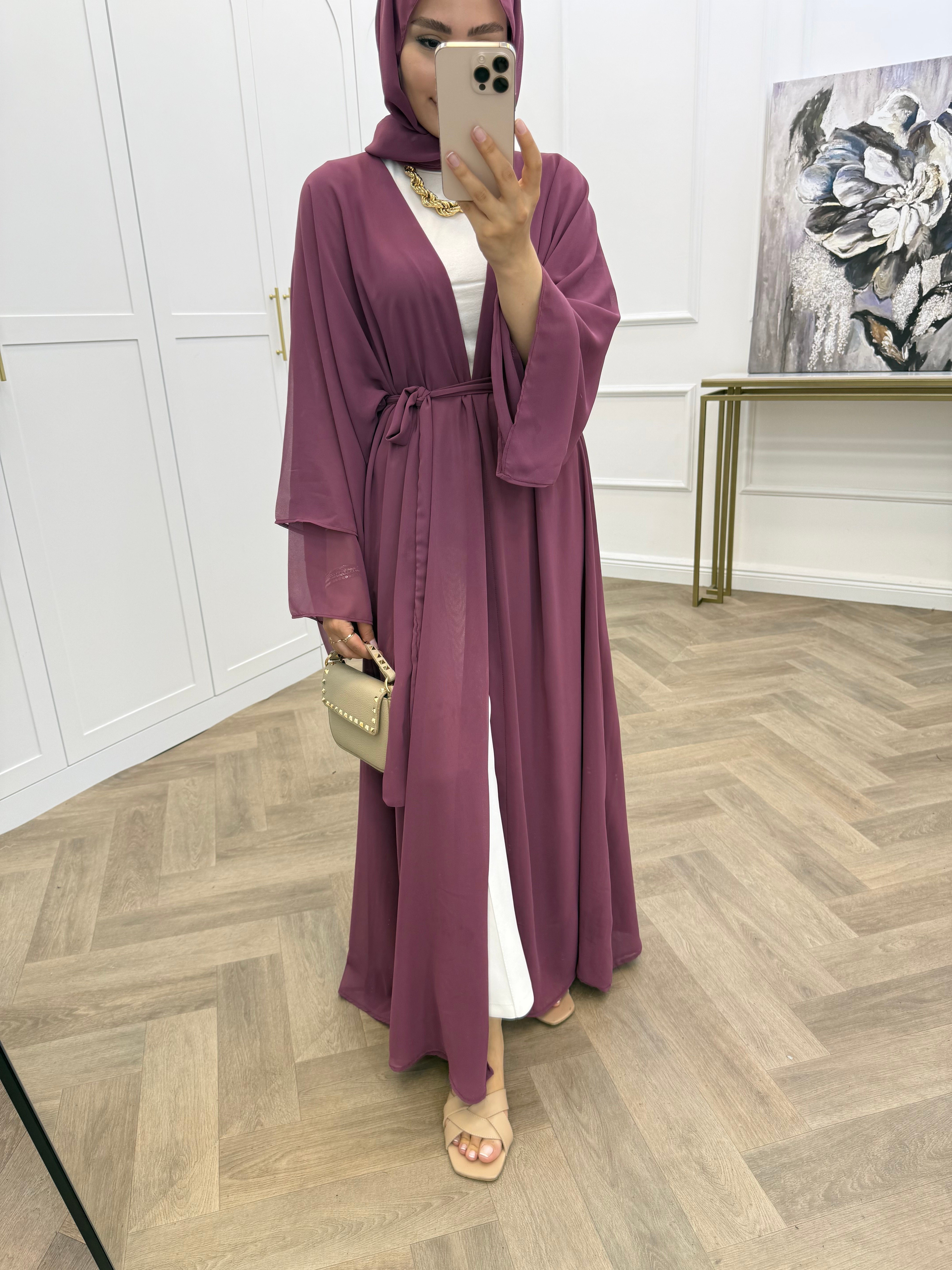 ŞAL DAHİL ŞİFON ABAYA GÜL KURUSU