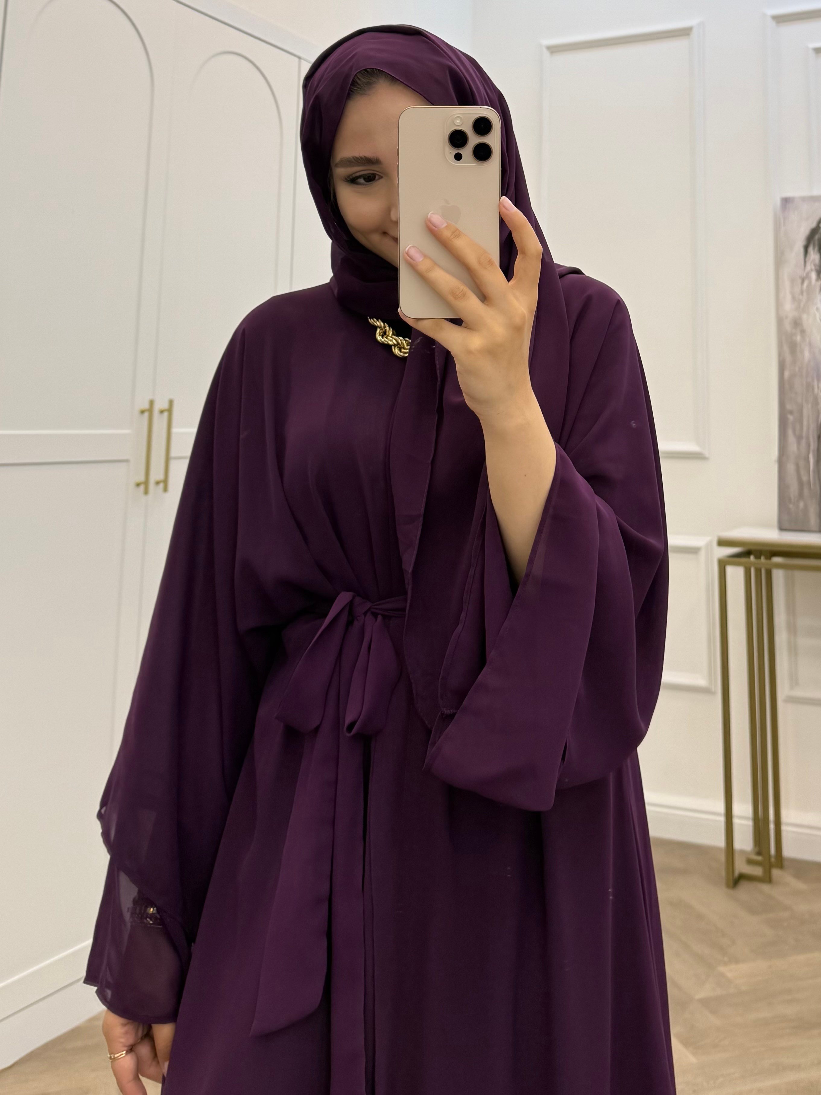 ŞAL DAHİL ŞİFON ABAYA MOR