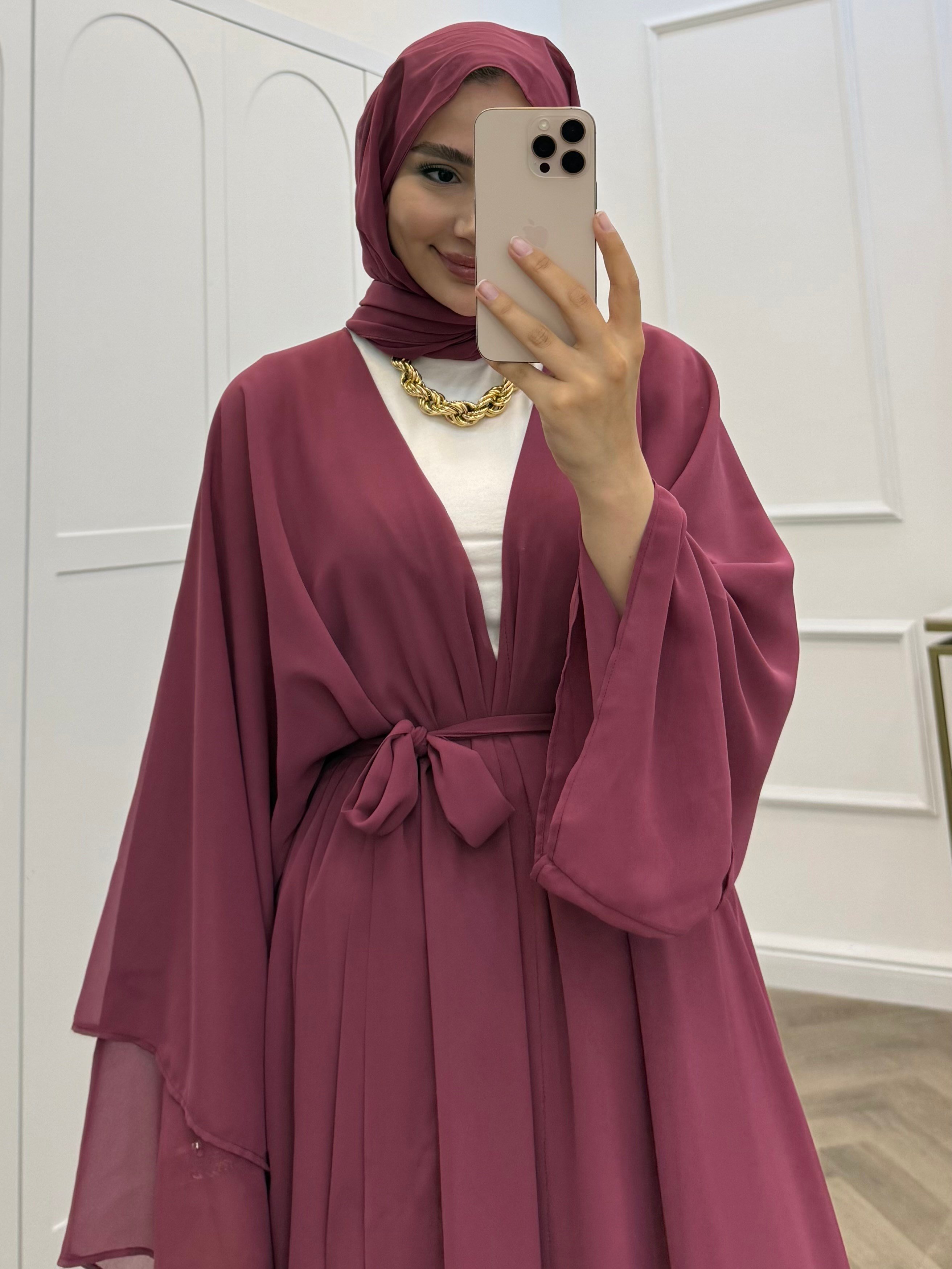 ŞAL DAHİL ŞİFON ABAYA PUDRA