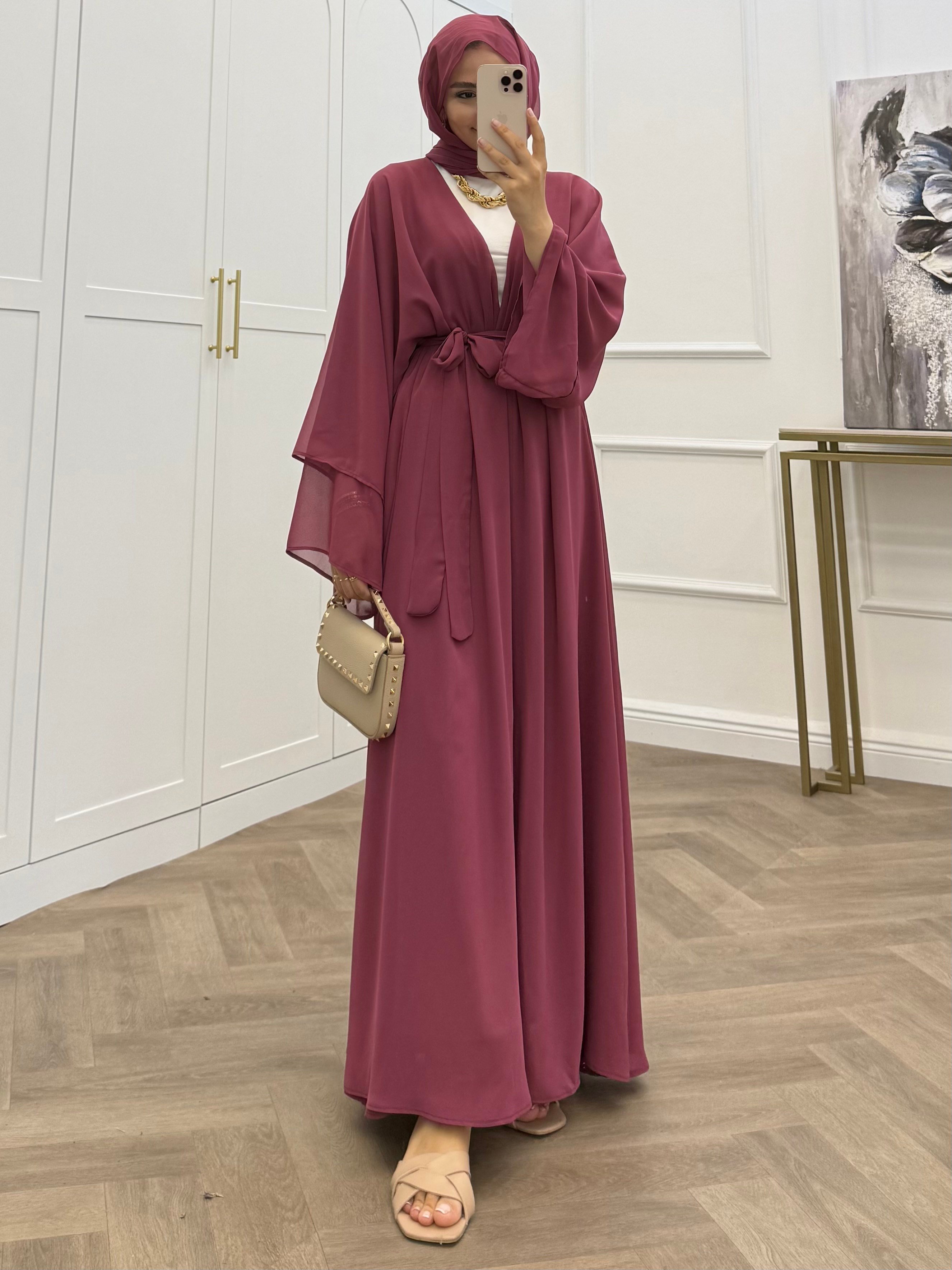 ŞAL DAHİL ŞİFON ABAYA PUDRA