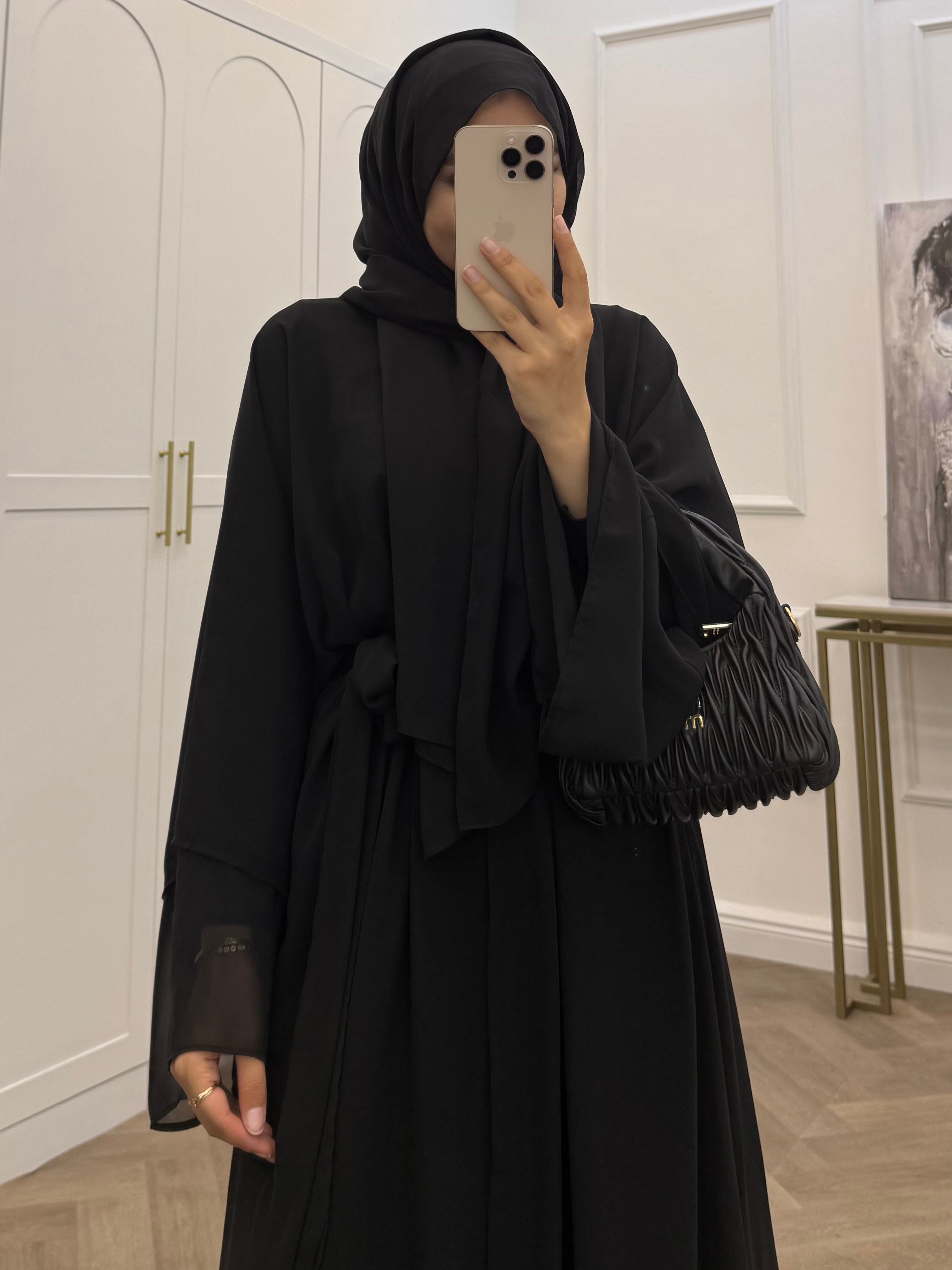 ŞAL DAHİL ŞİFON ABAYA SİYAH
