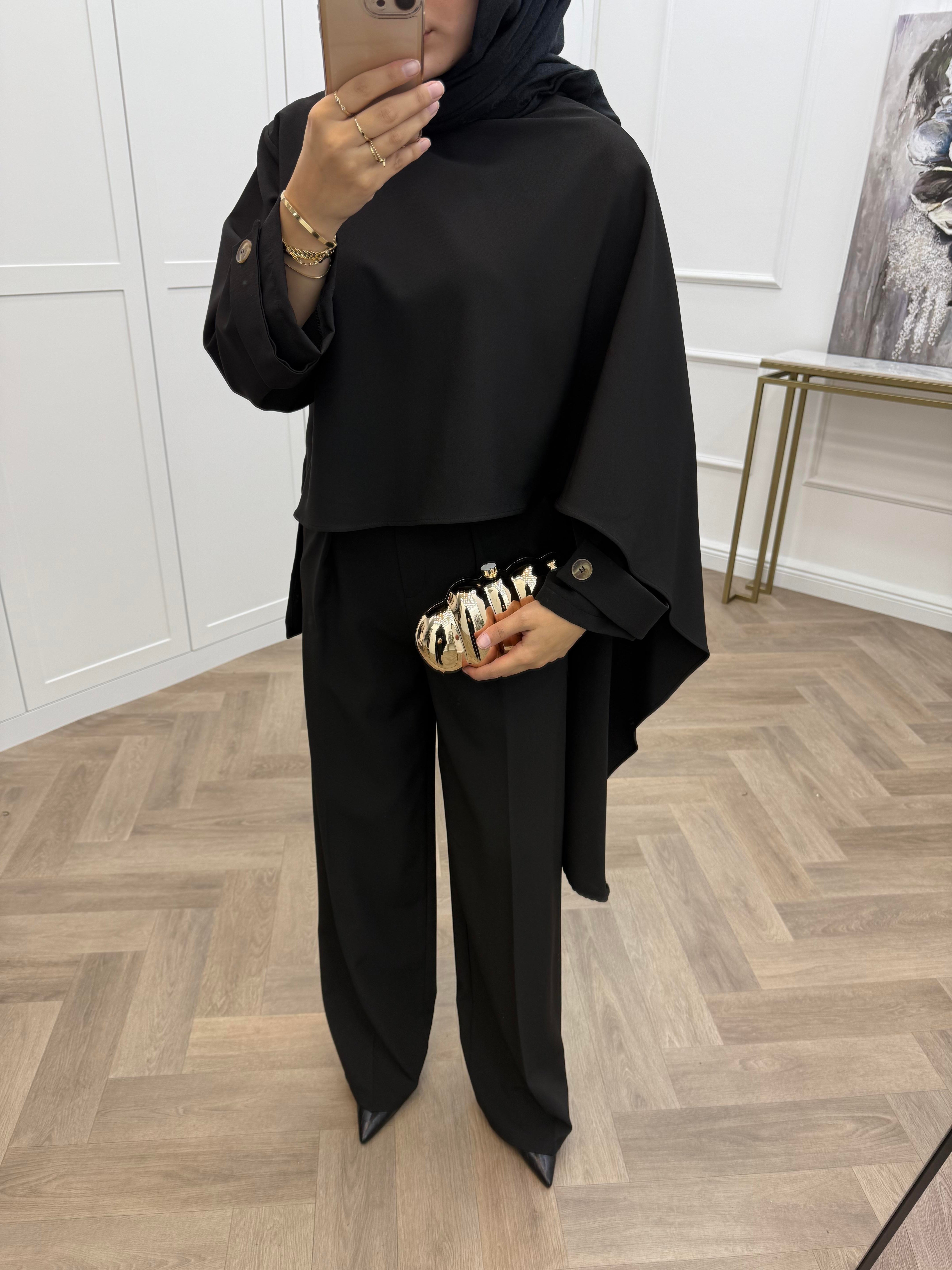 ŞAL DETAY KOL APOLETLİ PANTOLONLU TAKIM SARI