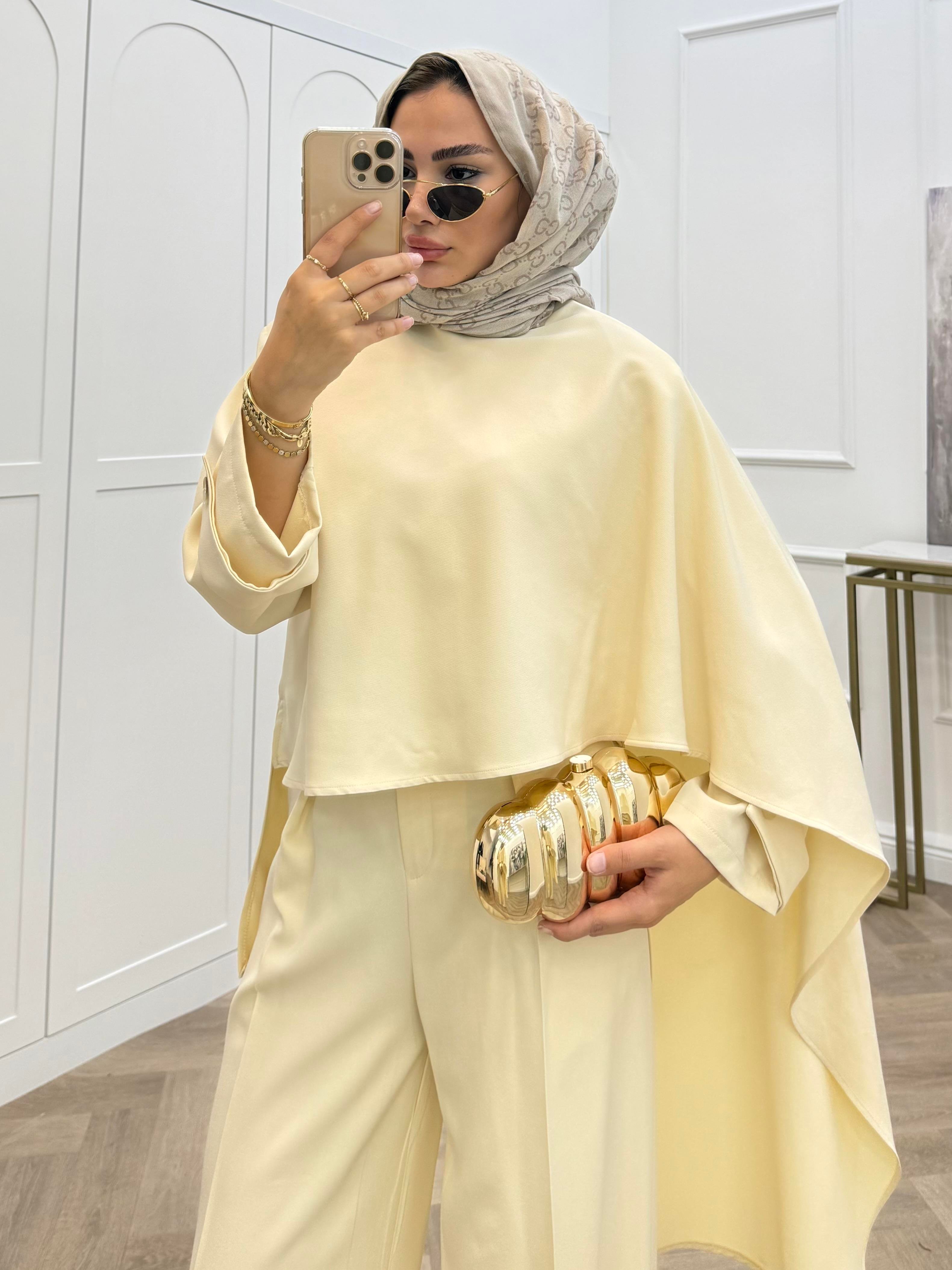 ŞAL DETAY KOL APOLETLİ PANTOLONLU TAKIM TAŞ