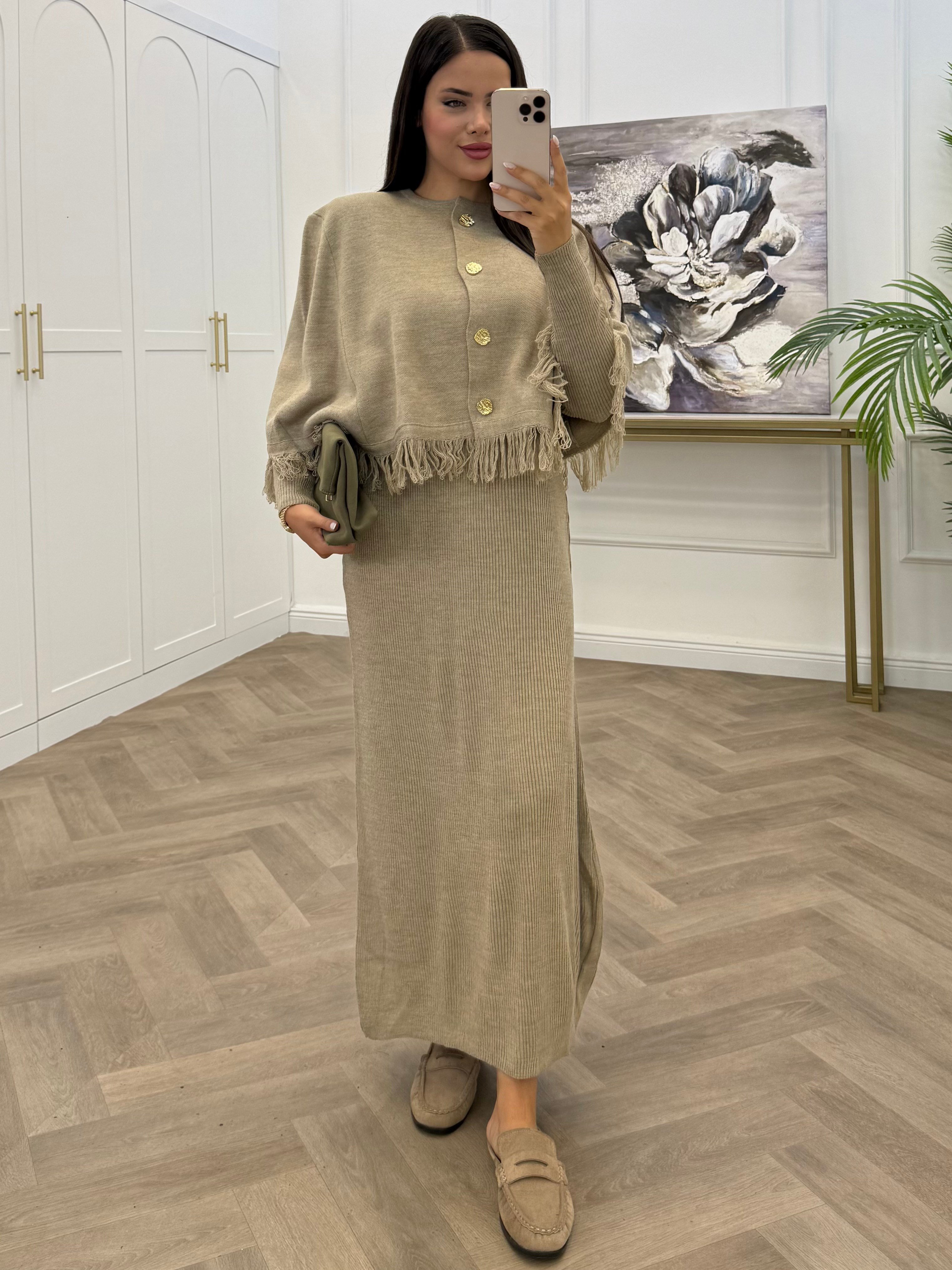SALDA CEKETLİ TRİKO TAKIM BEJ