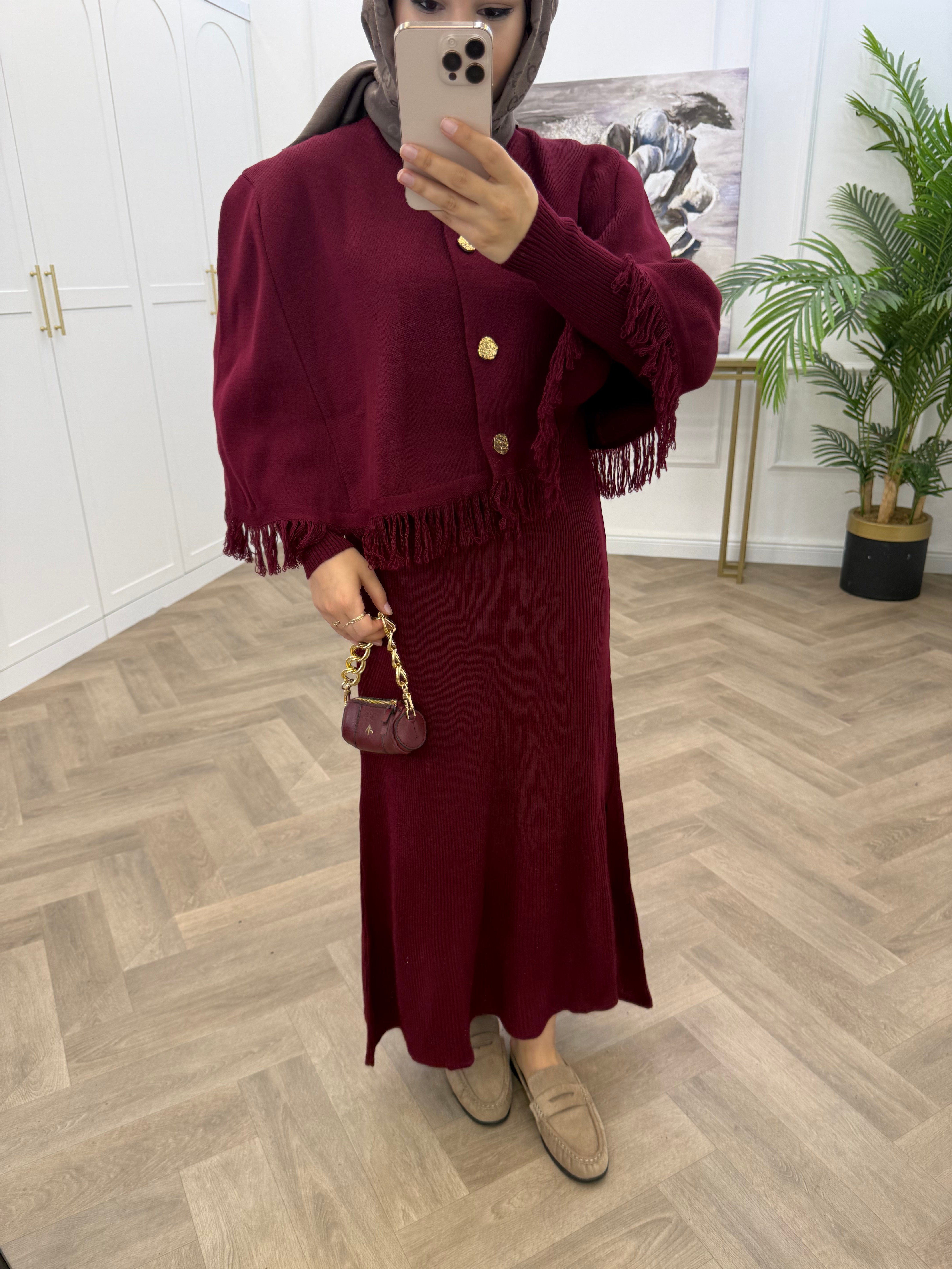 SALDA CEKETLİ TRİKO TAKIM BORDO
