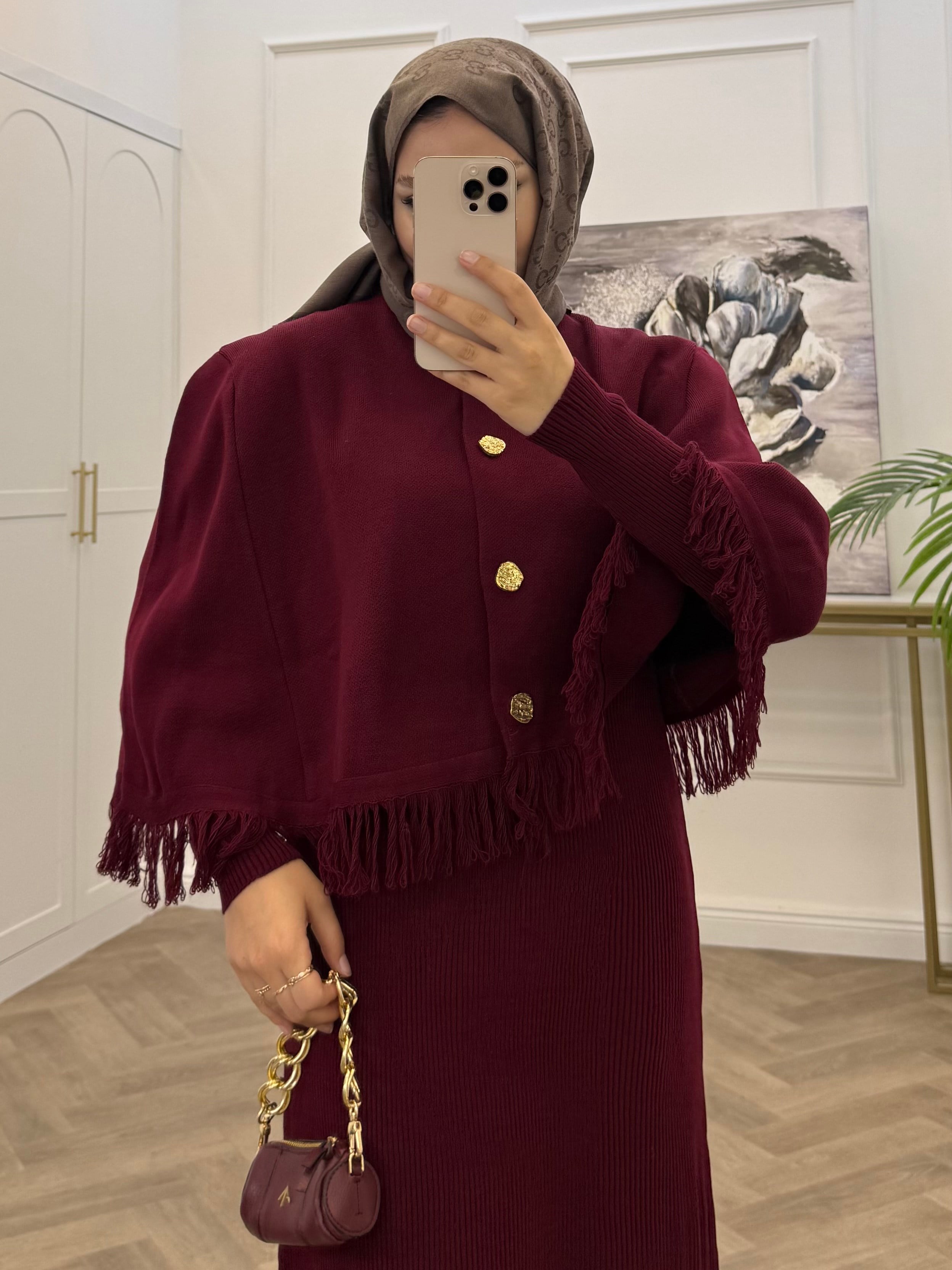 SALDA CEKETLİ TRİKO TAKIM BORDO