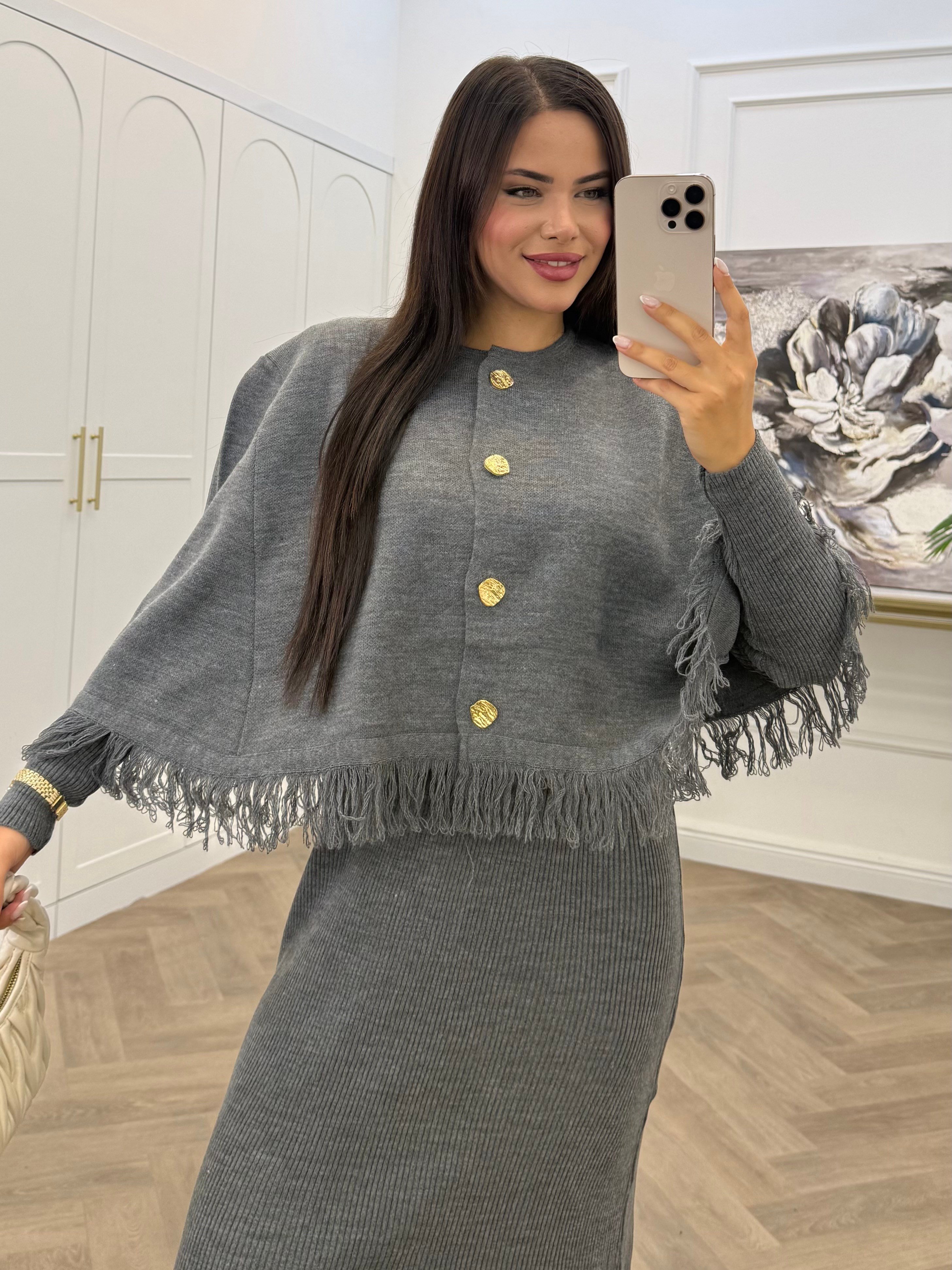 SALDA CEKETLİ TRİKO TAKIM FÜME