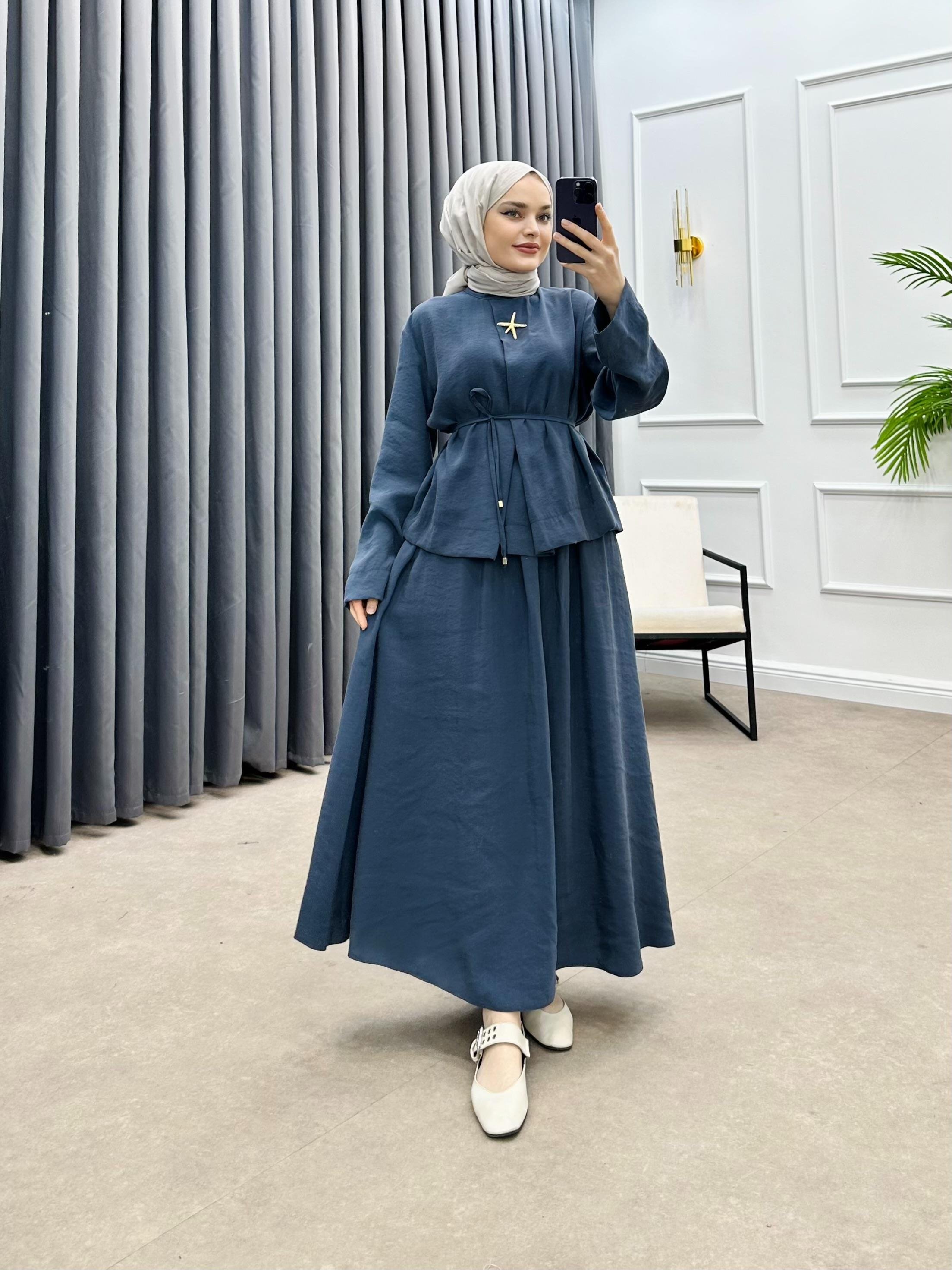 SARA MODAL ETEKLİ TAKIM İNDİGO